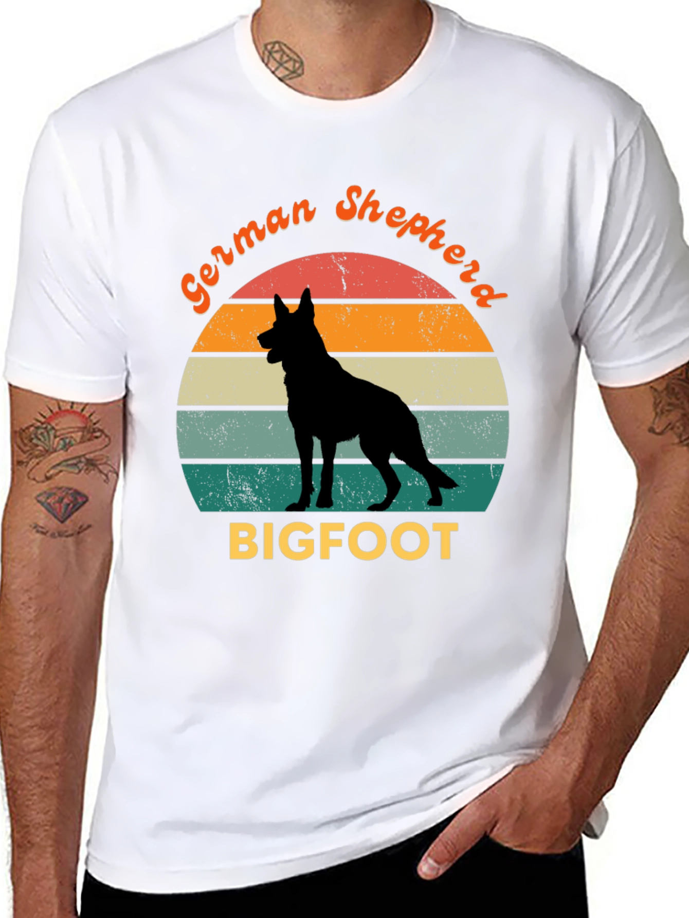 German Shepherd Bigfoot Retro T-Shirt