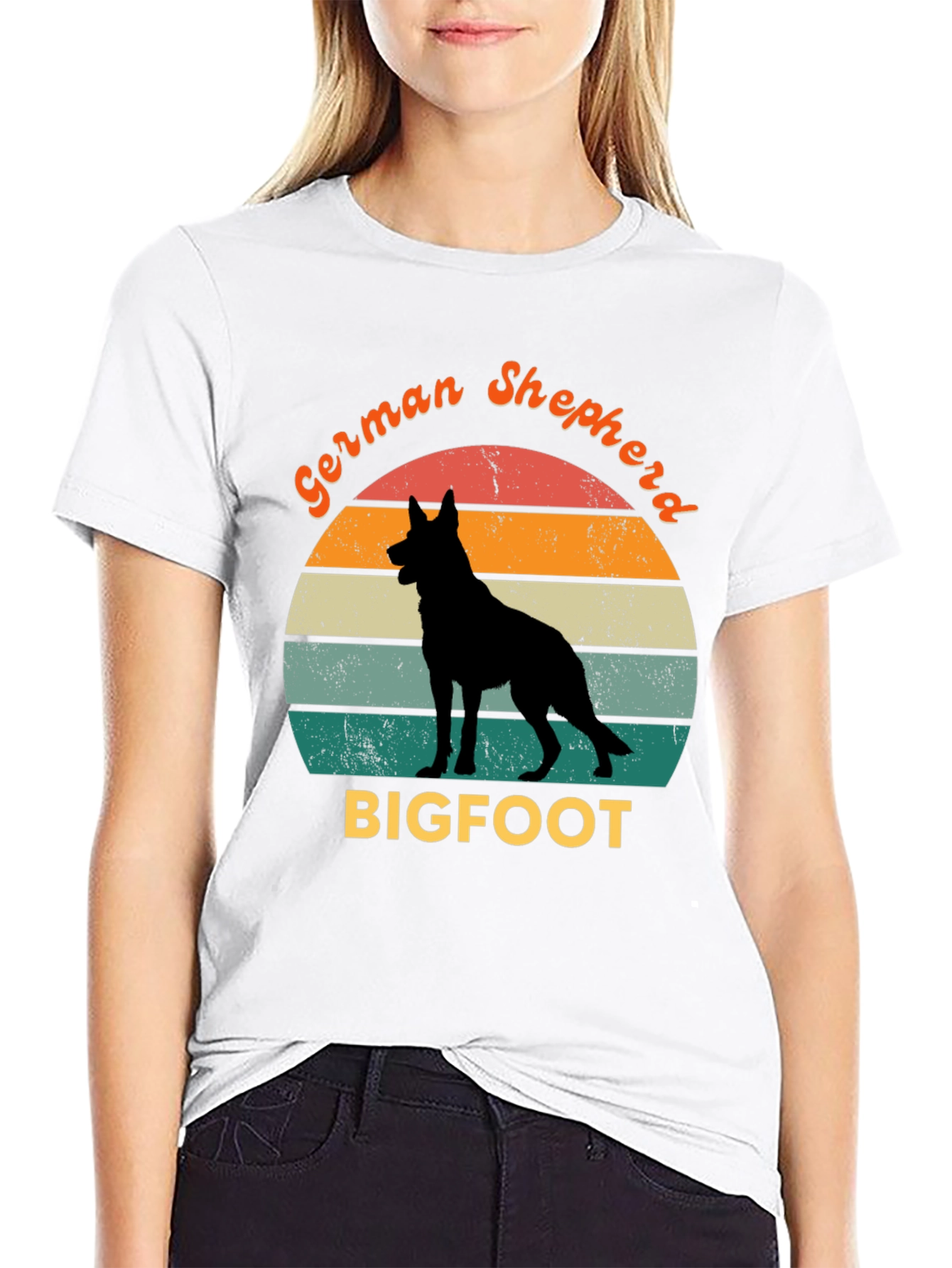 German Shepherd Bigfoot Retro T-Shirt