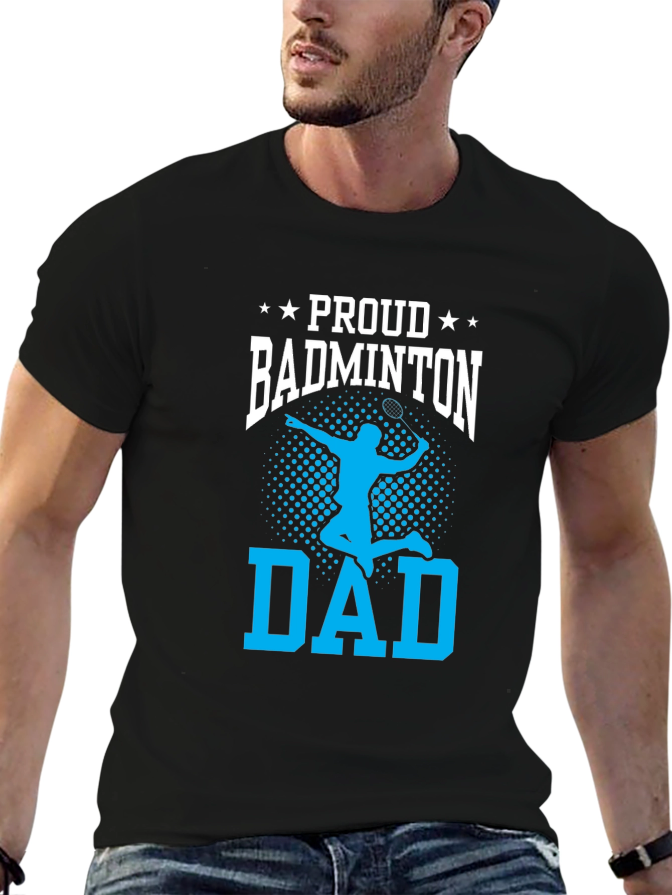 Proud Badminton Dad Graphic Tee