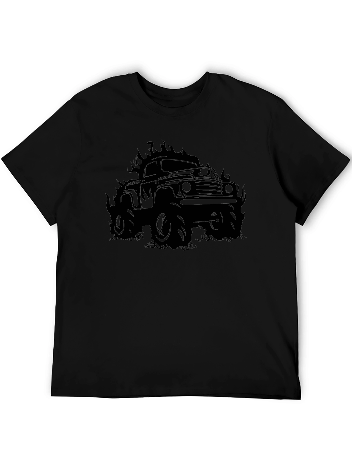 Flaming Monster Truck Graphic T-Shirt