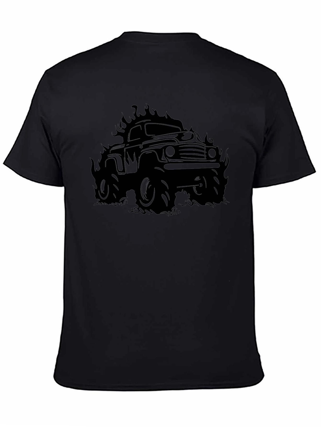 Flaming Monster Truck Graphic T-Shirt