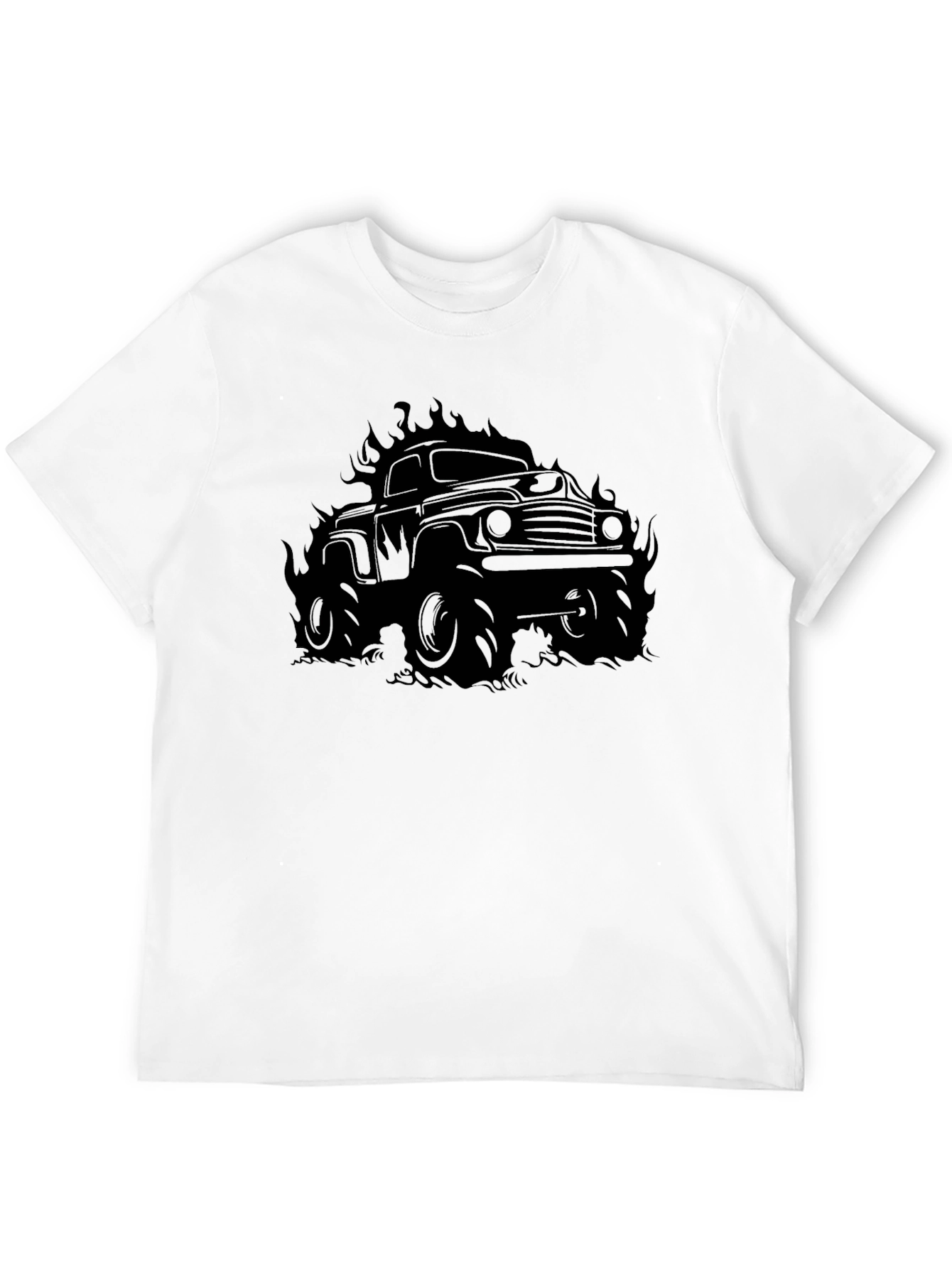 Flaming Monster Truck Graphic T-Shirt