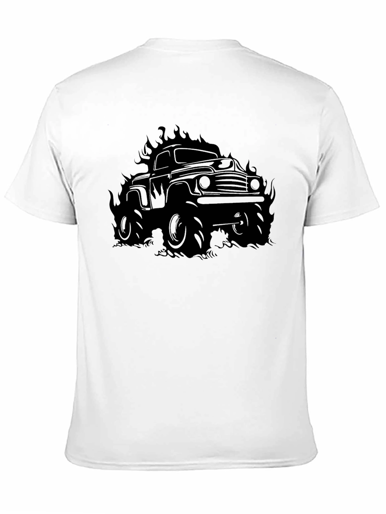 Flaming Monster Truck Graphic T-Shirt