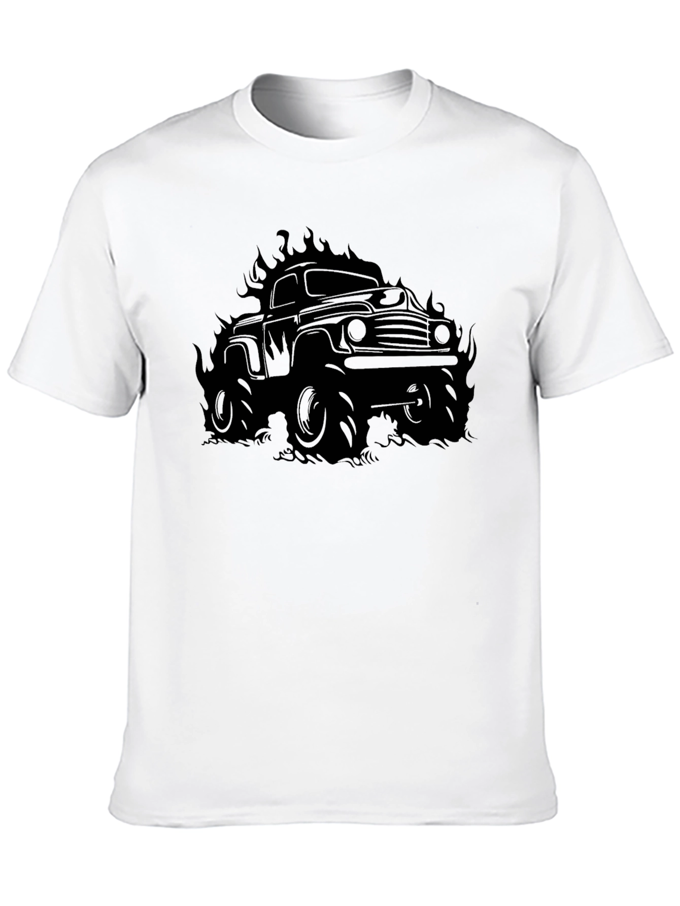 Flaming Monster Truck Graphic T-Shirt