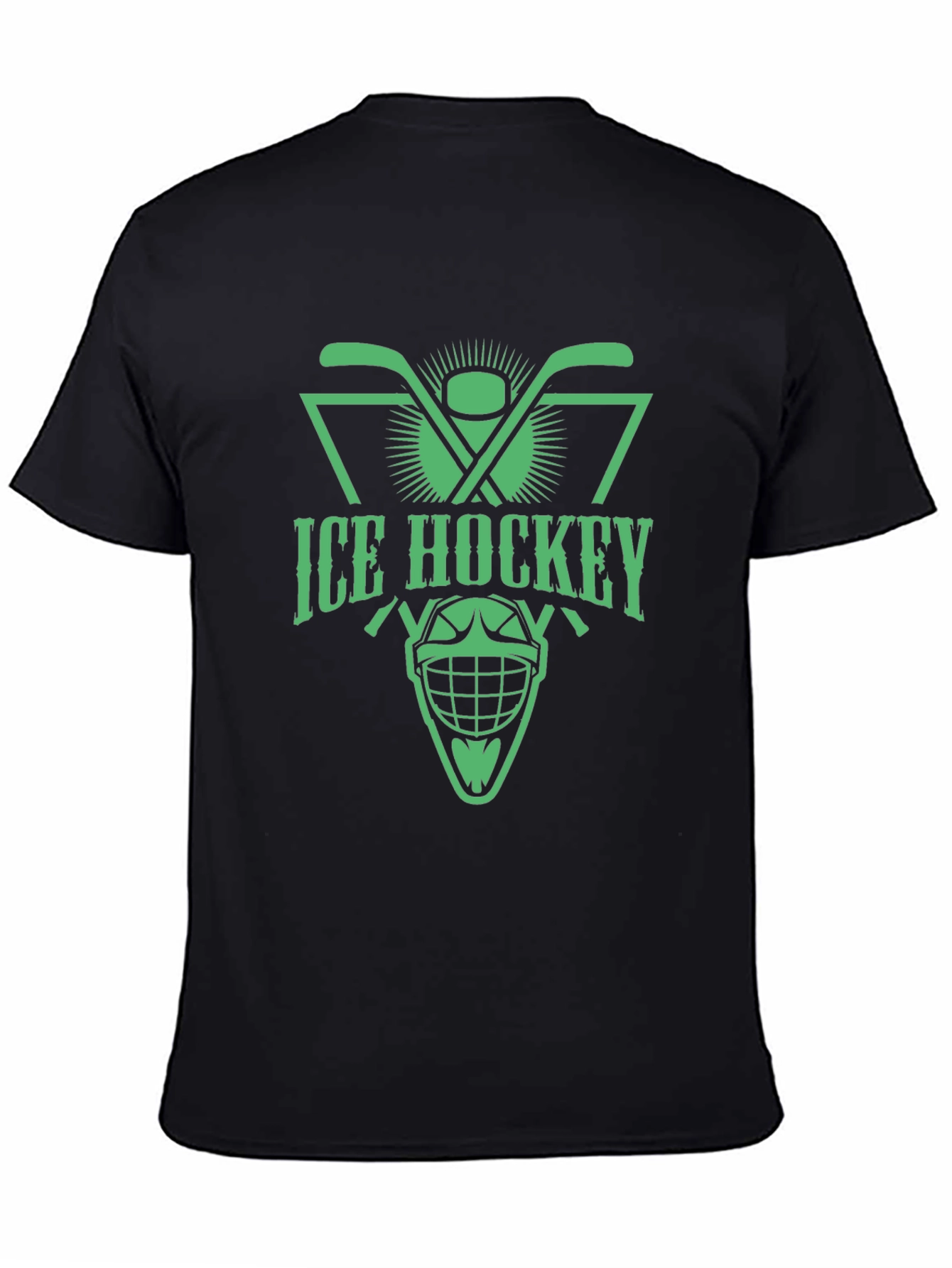 Ice Hockey Graphic Tee - Black Cotton T-Shirt