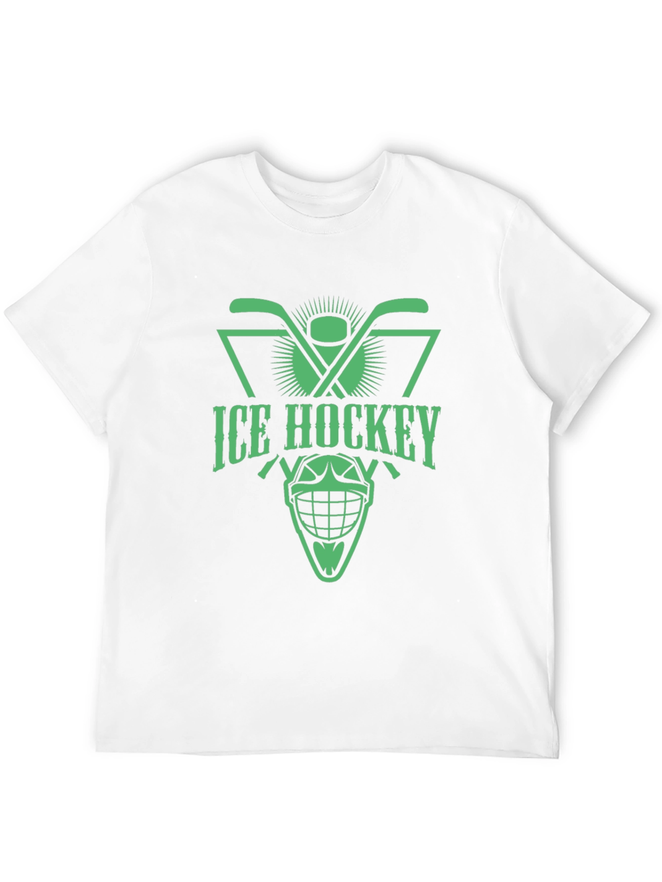 Ice Hockey Graphic Tee - Black Cotton T-Shirt