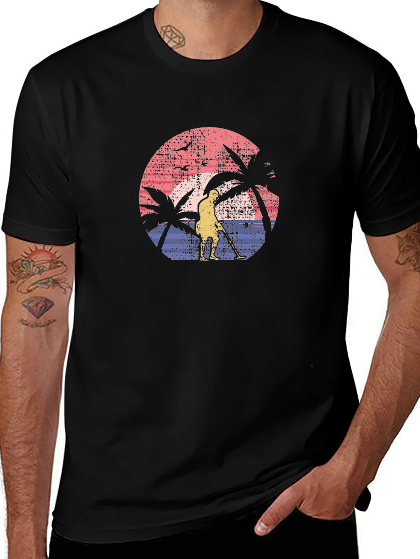 Retro Beach Metal Detecting T-Shirt