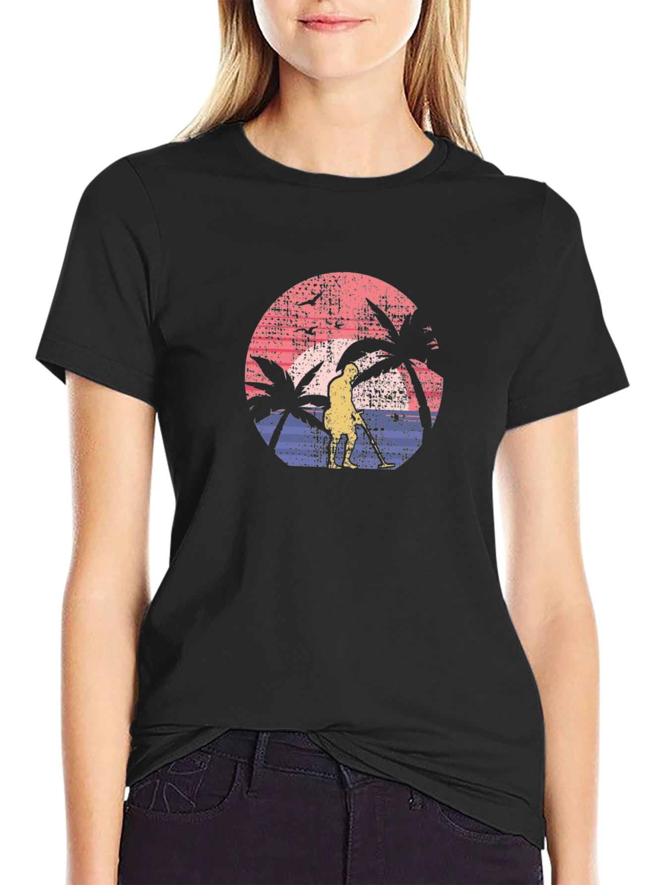 Retro Beach Metal Detecting T-Shirt