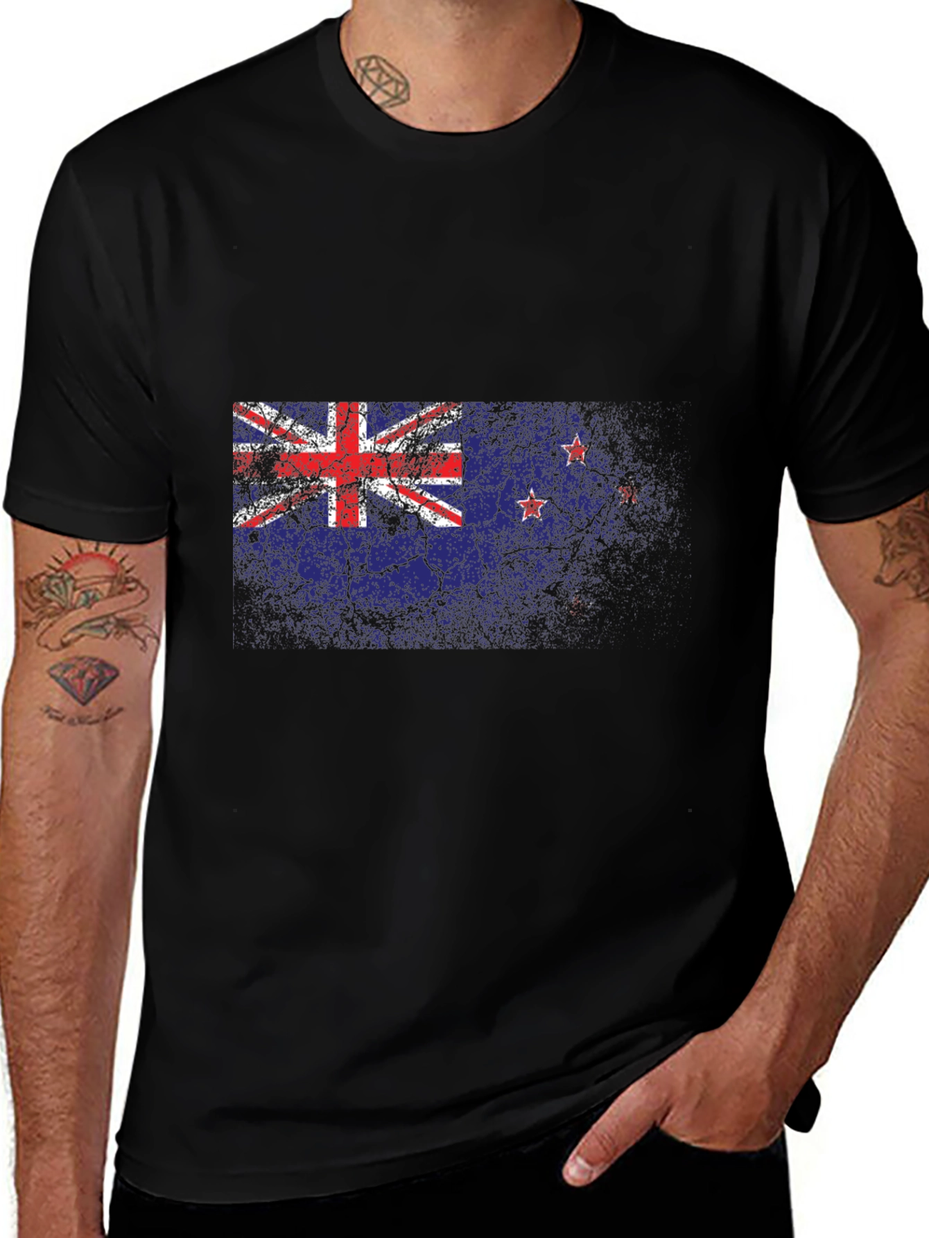 New Zealand Flag Distressed Graphic T-Shirt