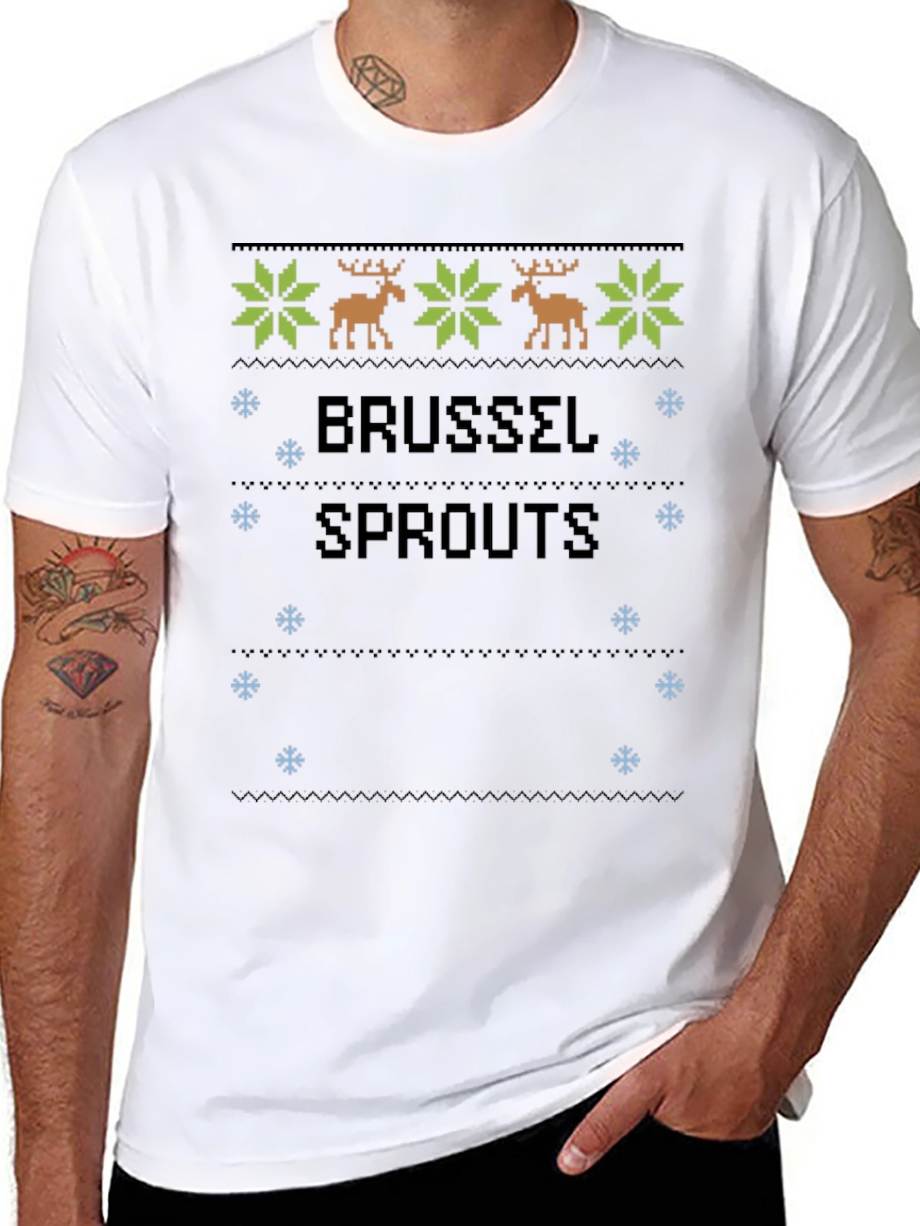Brussels Sprouts Ugly Christmas Sweater Style T-Shirt