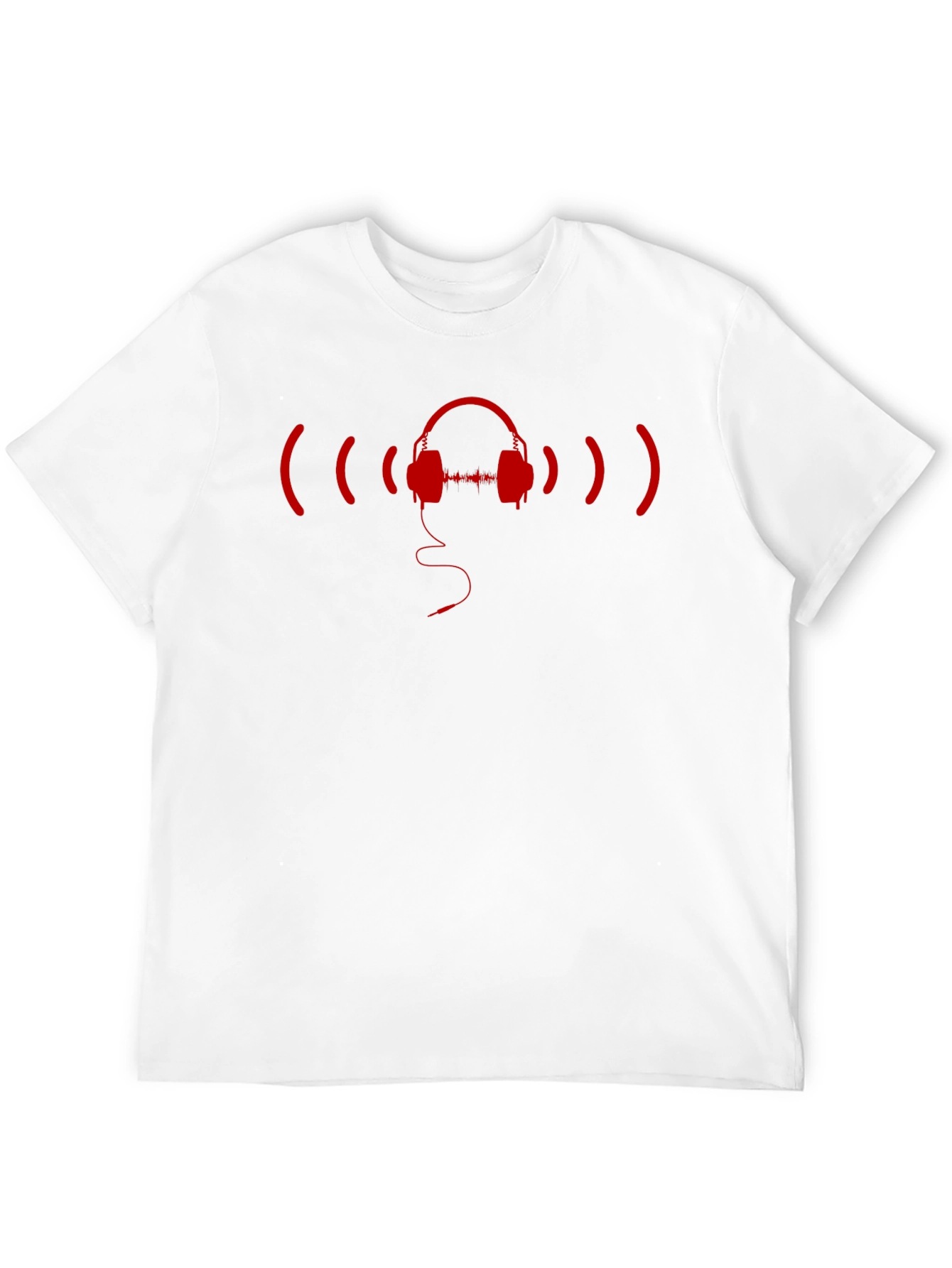 Stylish Black T-Shirt with Red Headphone Graphic