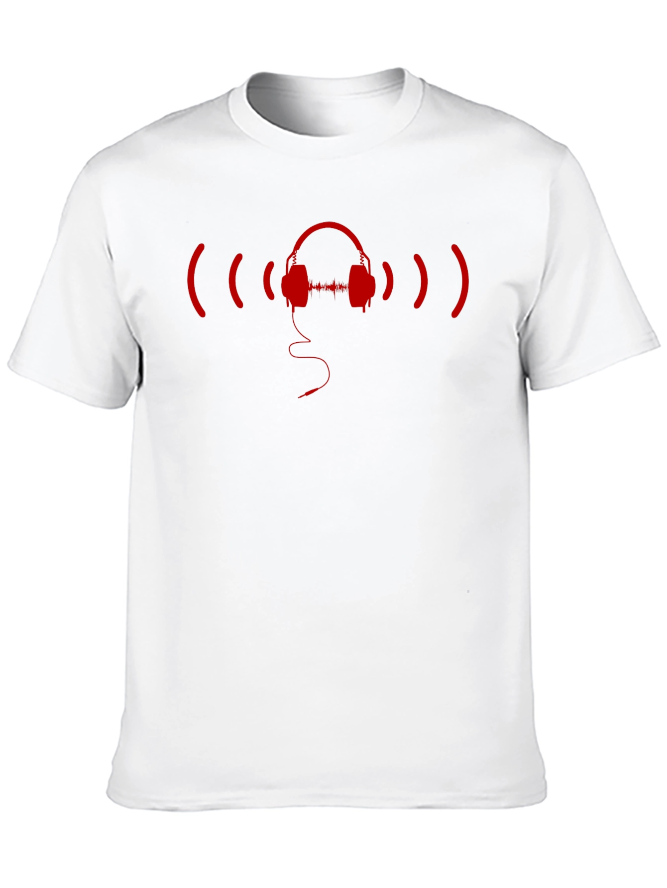 Stylish Black T-Shirt with Red Headphone Graphic