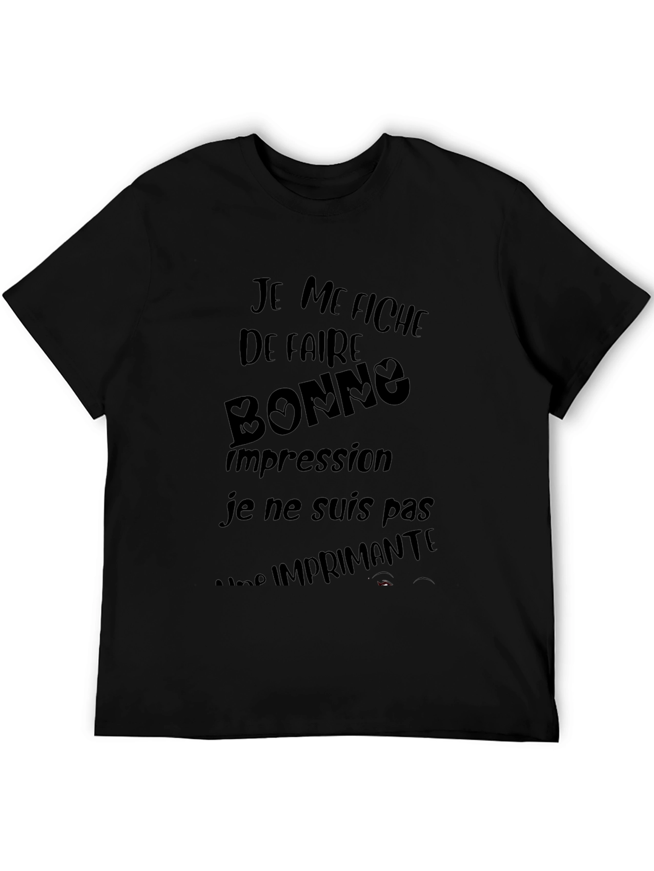 Humorous French Slogan Graphic Black T-Shirt