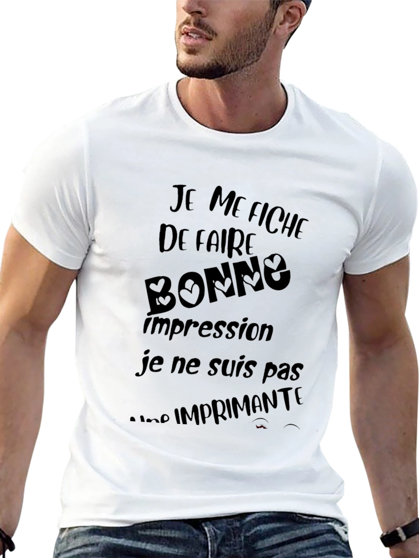 Humorous French Slogan Graphic Black T-Shirt