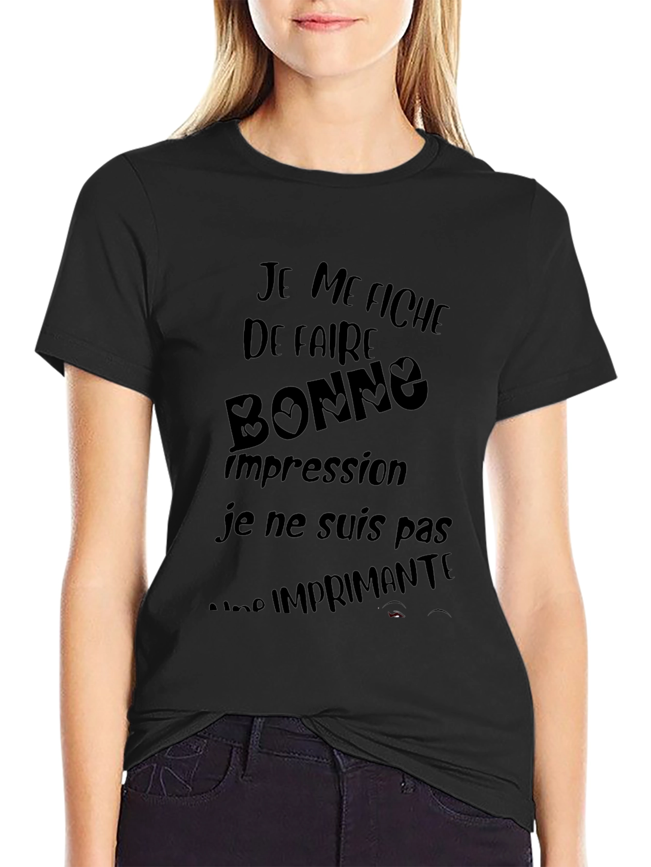 Humorous French Slogan Graphic Black T-Shirt
