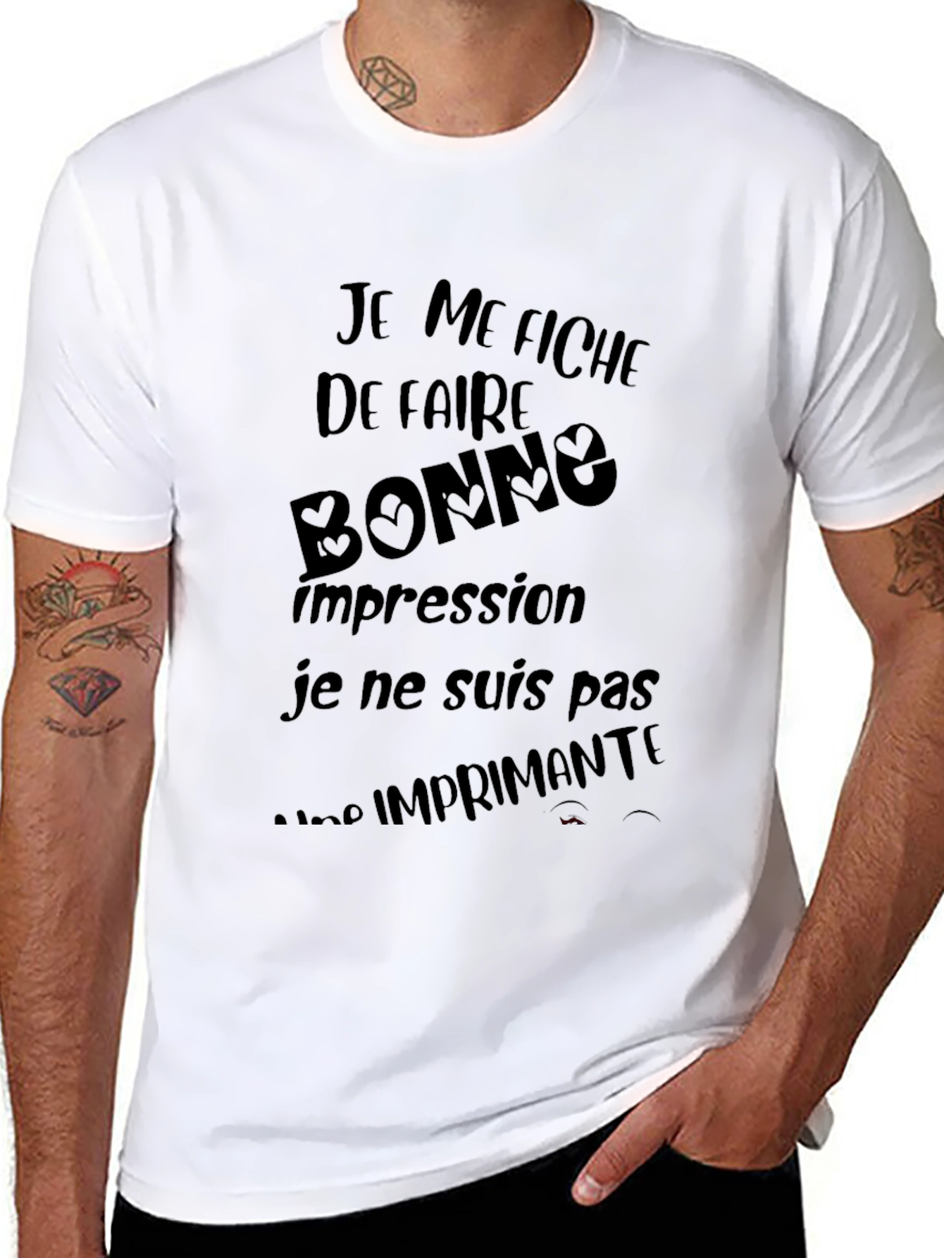 Humorous French Slogan Graphic Black T-Shirt