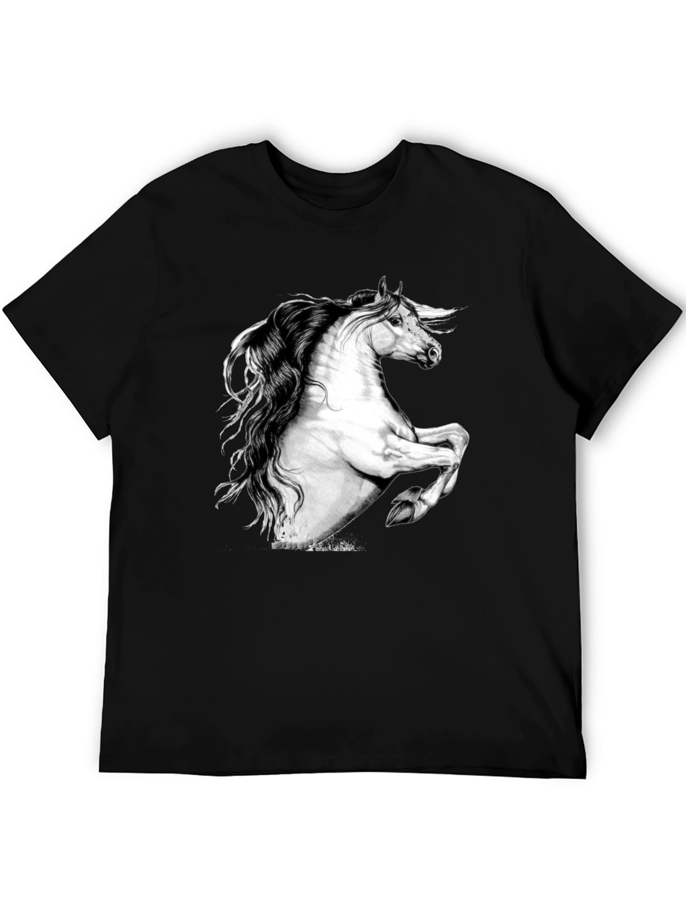 Horse Graphic Print Black T-Shirt