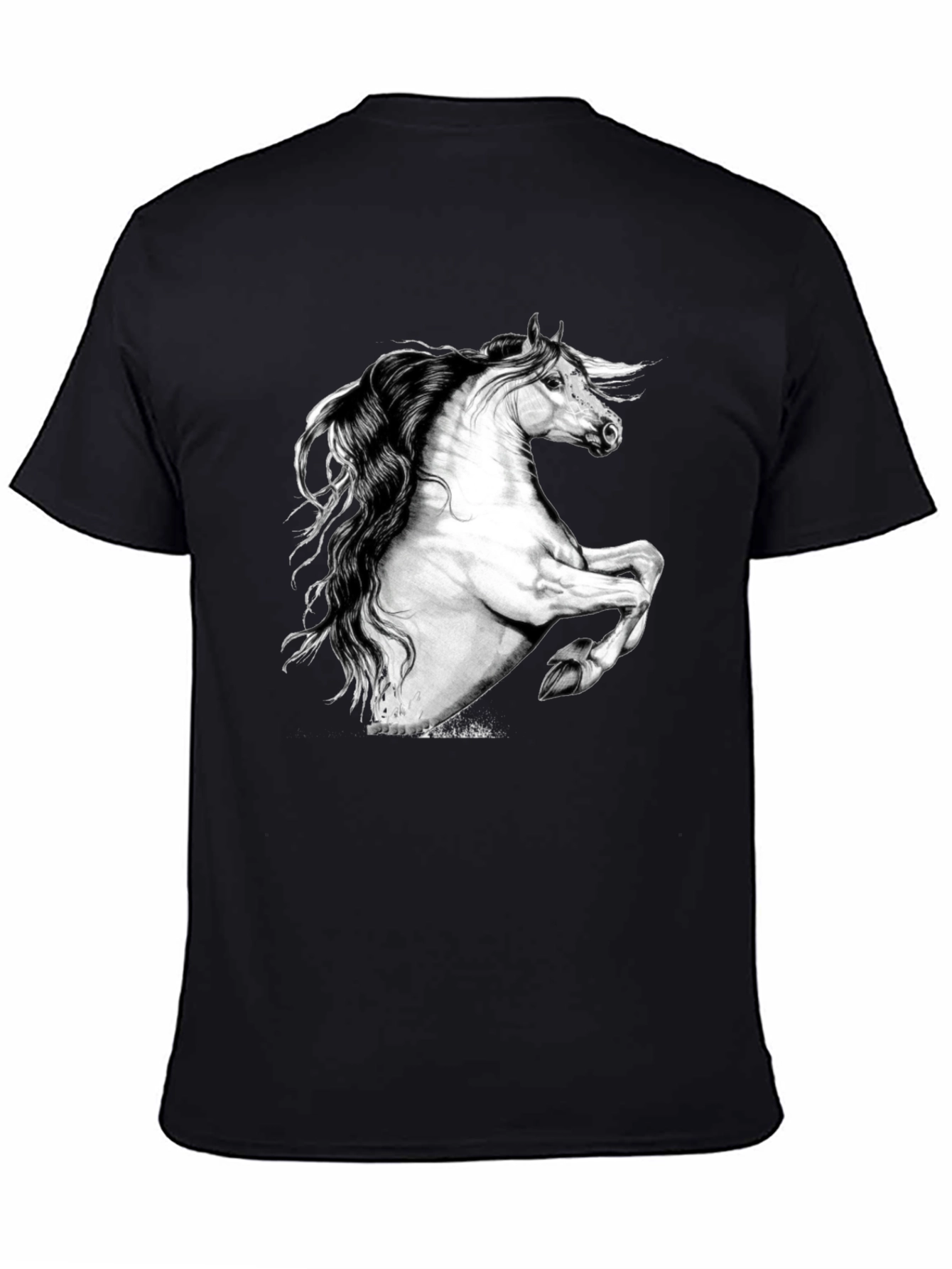 Horse Graphic Print Black T-Shirt