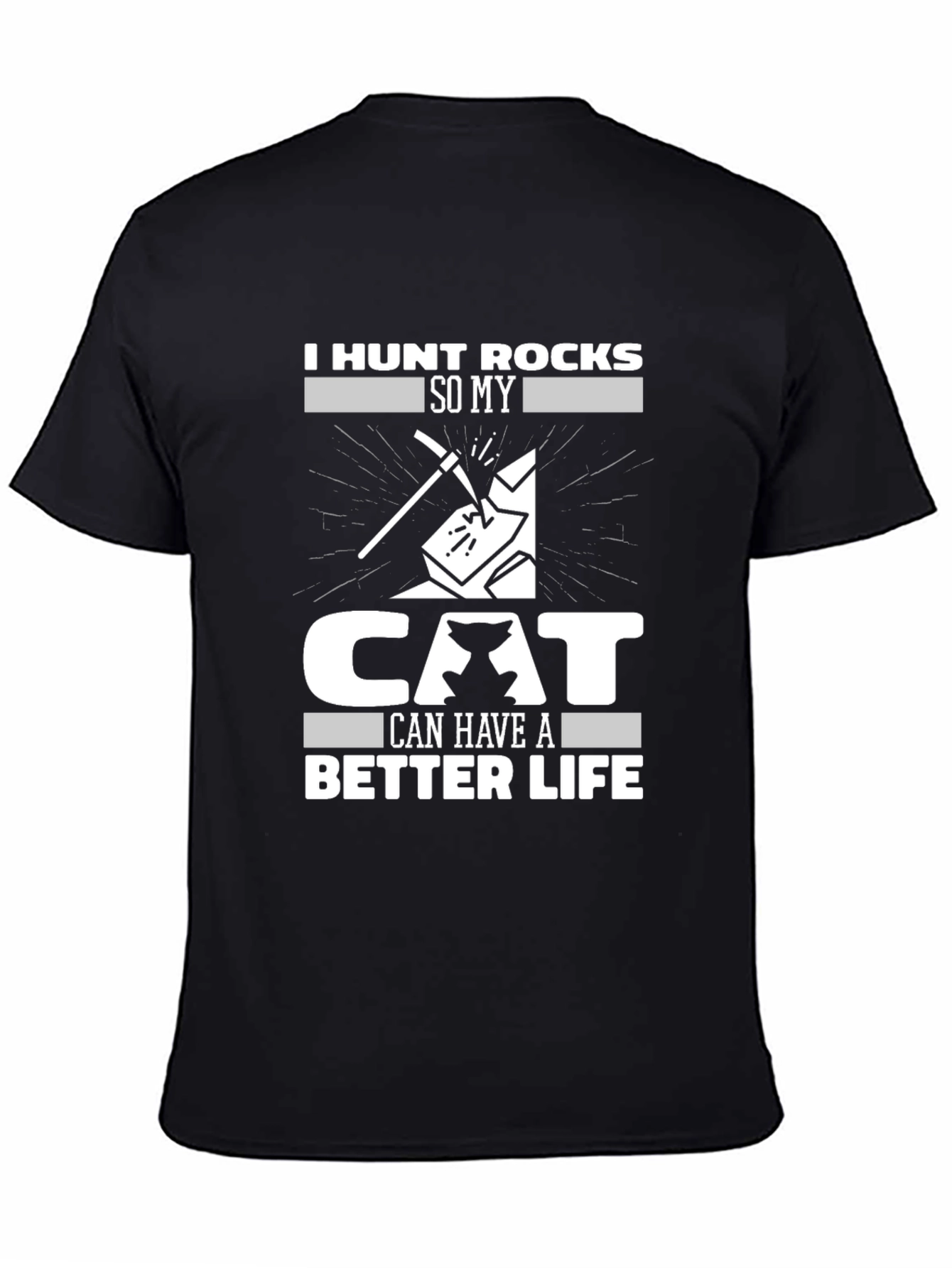 I Hunt Rocks Funny Cat Lover Graphic T-Shirt