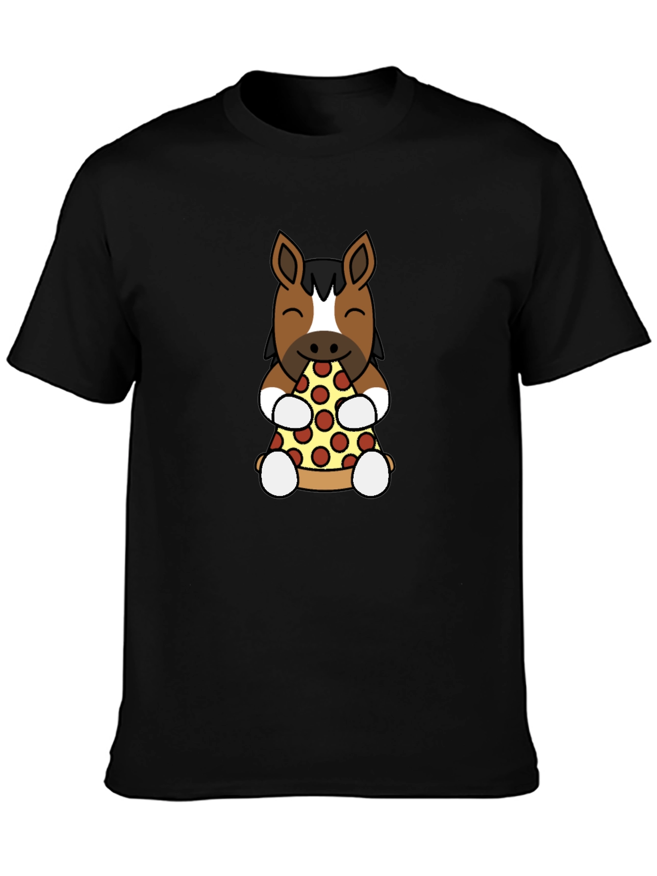 Horse Eating Pizza Graphic T-Shirt