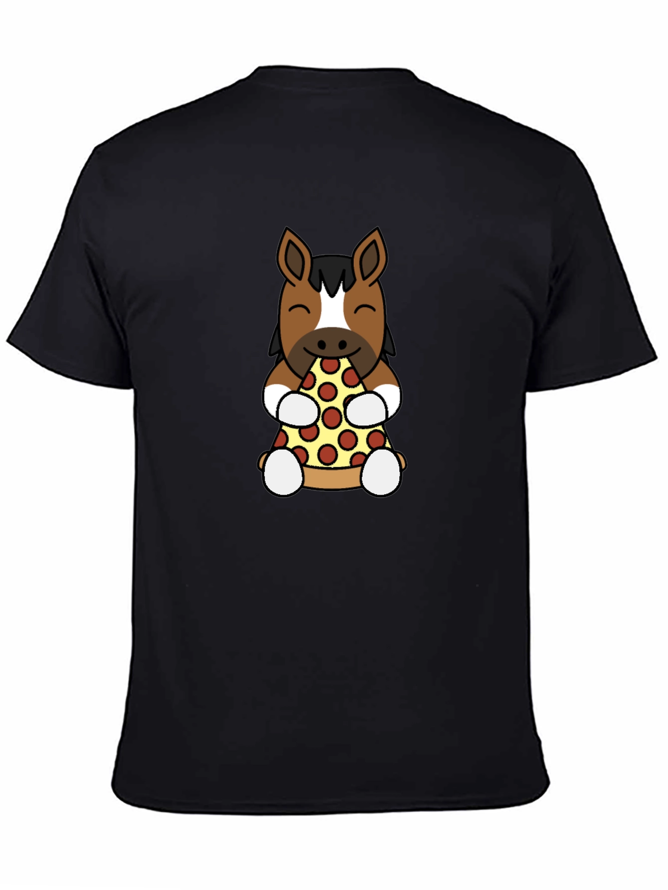 Horse Eating Pizza Graphic T-Shirt