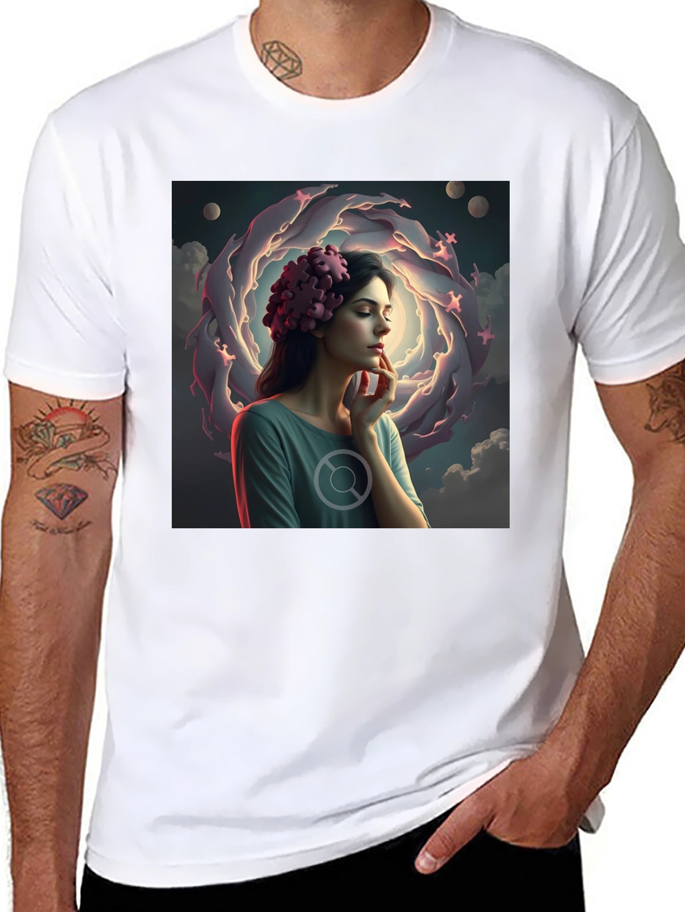 Artistic Dreamscape Graphic Tee - Black