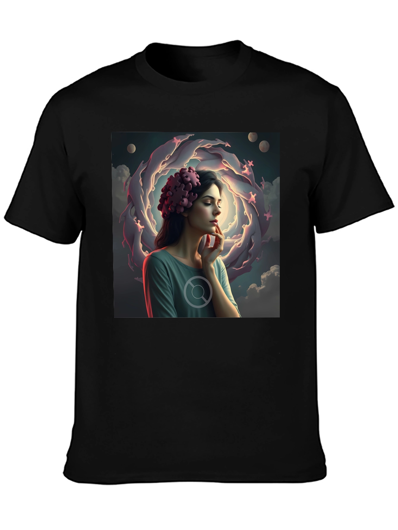 Artistic Dreamscape Graphic Tee - Black