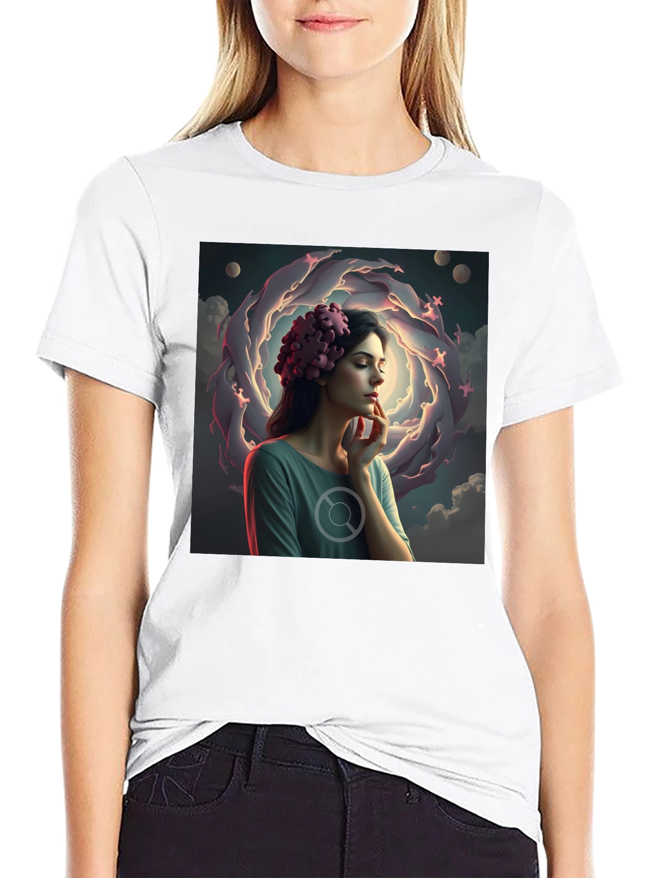Artistic Dreamscape Graphic Tee - Black