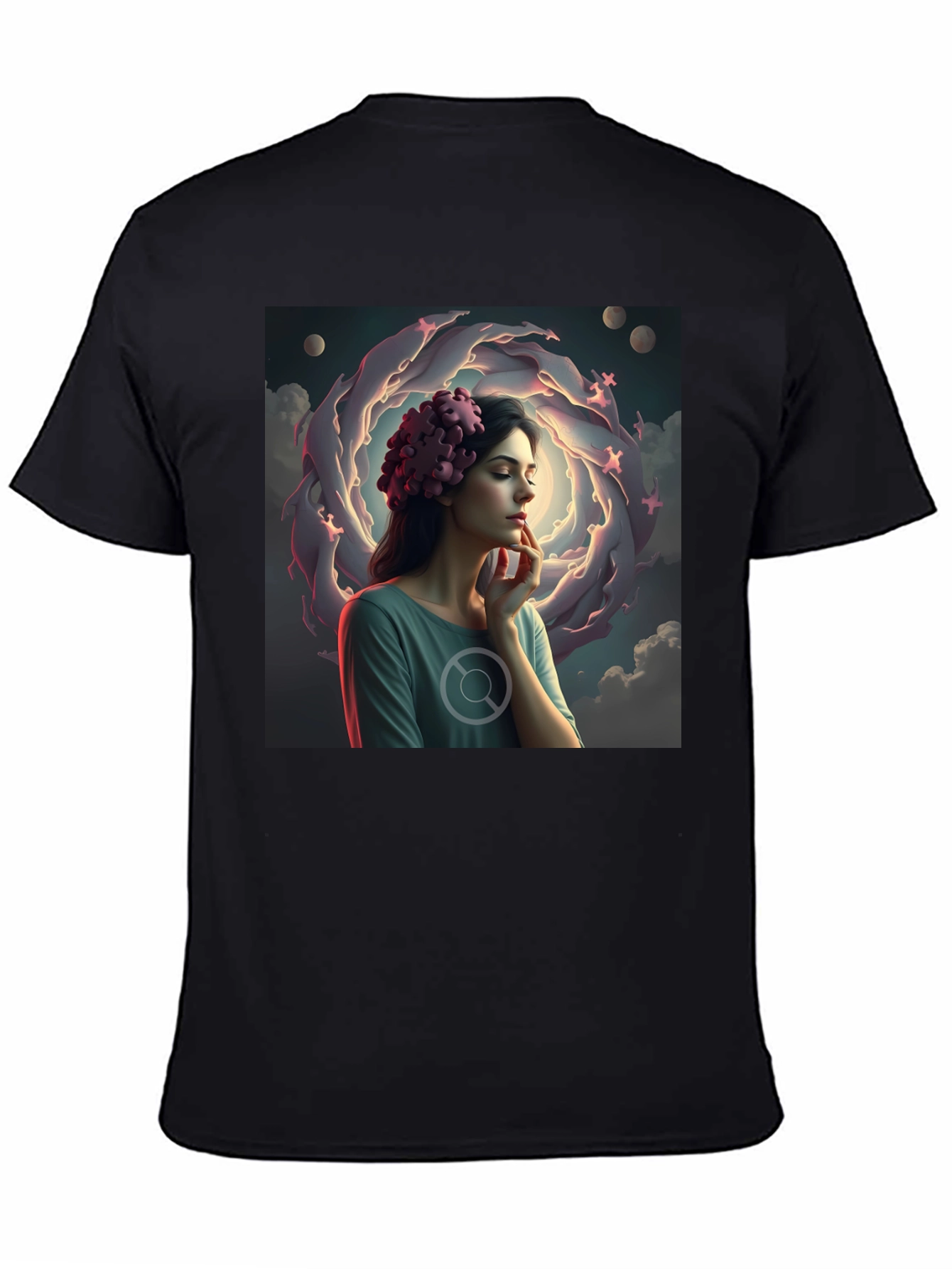 Artistic Dreamscape Graphic Tee - Black