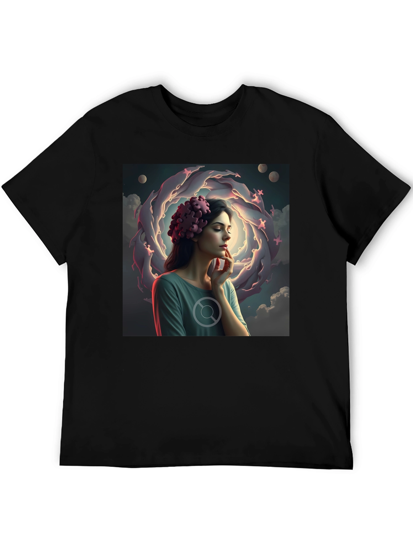 Artistic Dreamscape Graphic Tee - Black
