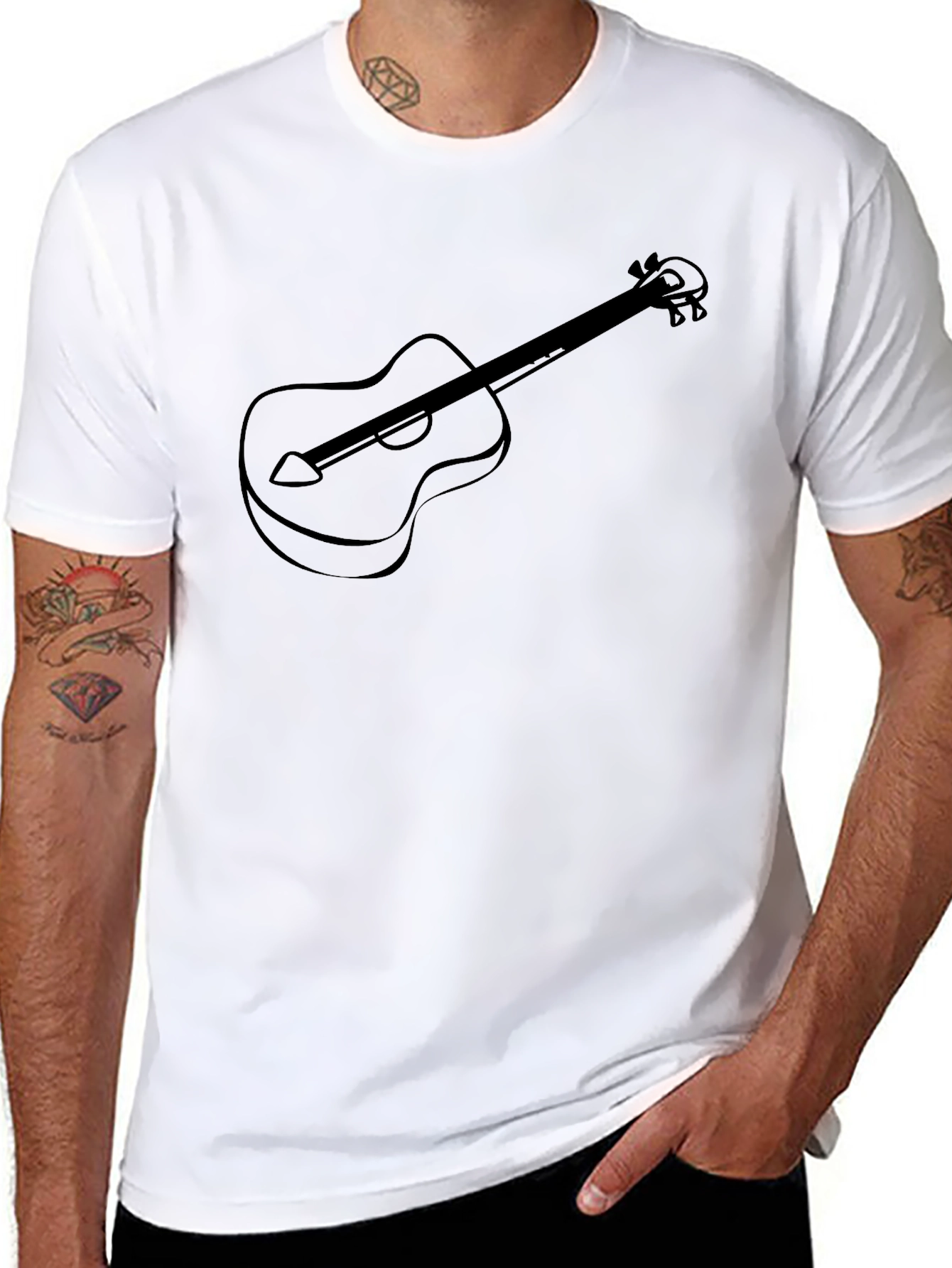 Black Guitar Graphic Tee - Mens Short Sleeve
