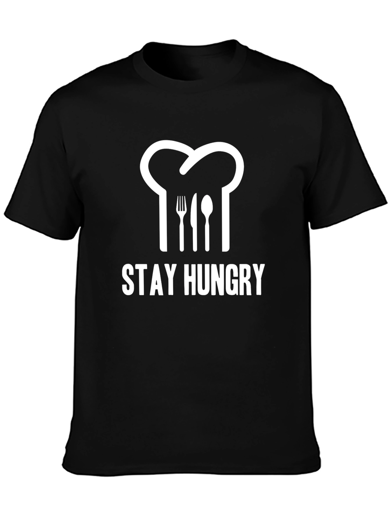 Stay Hungry Chef Hat Graphic Tee - Black