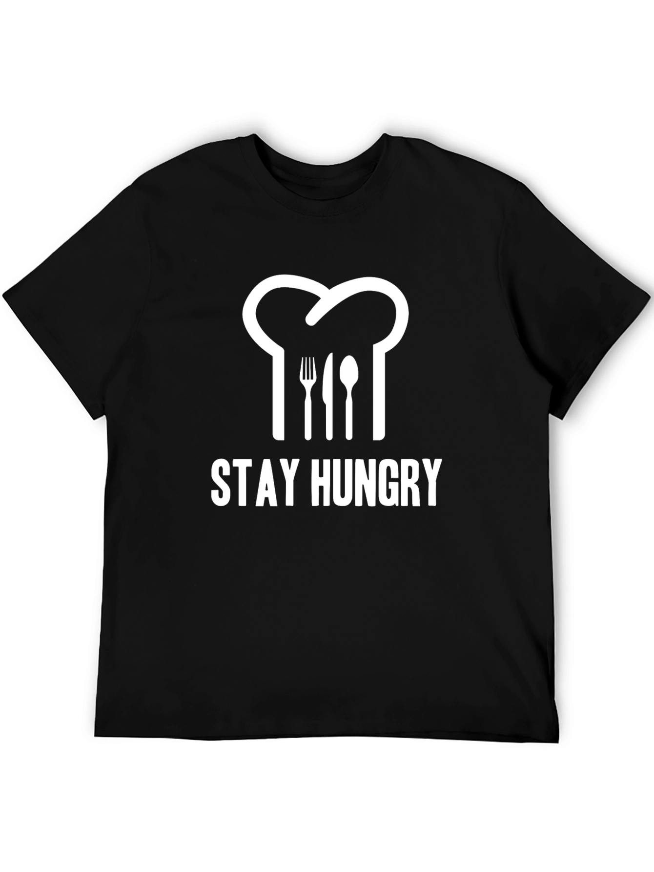 Stay Hungry Chef Hat Graphic Tee - Black