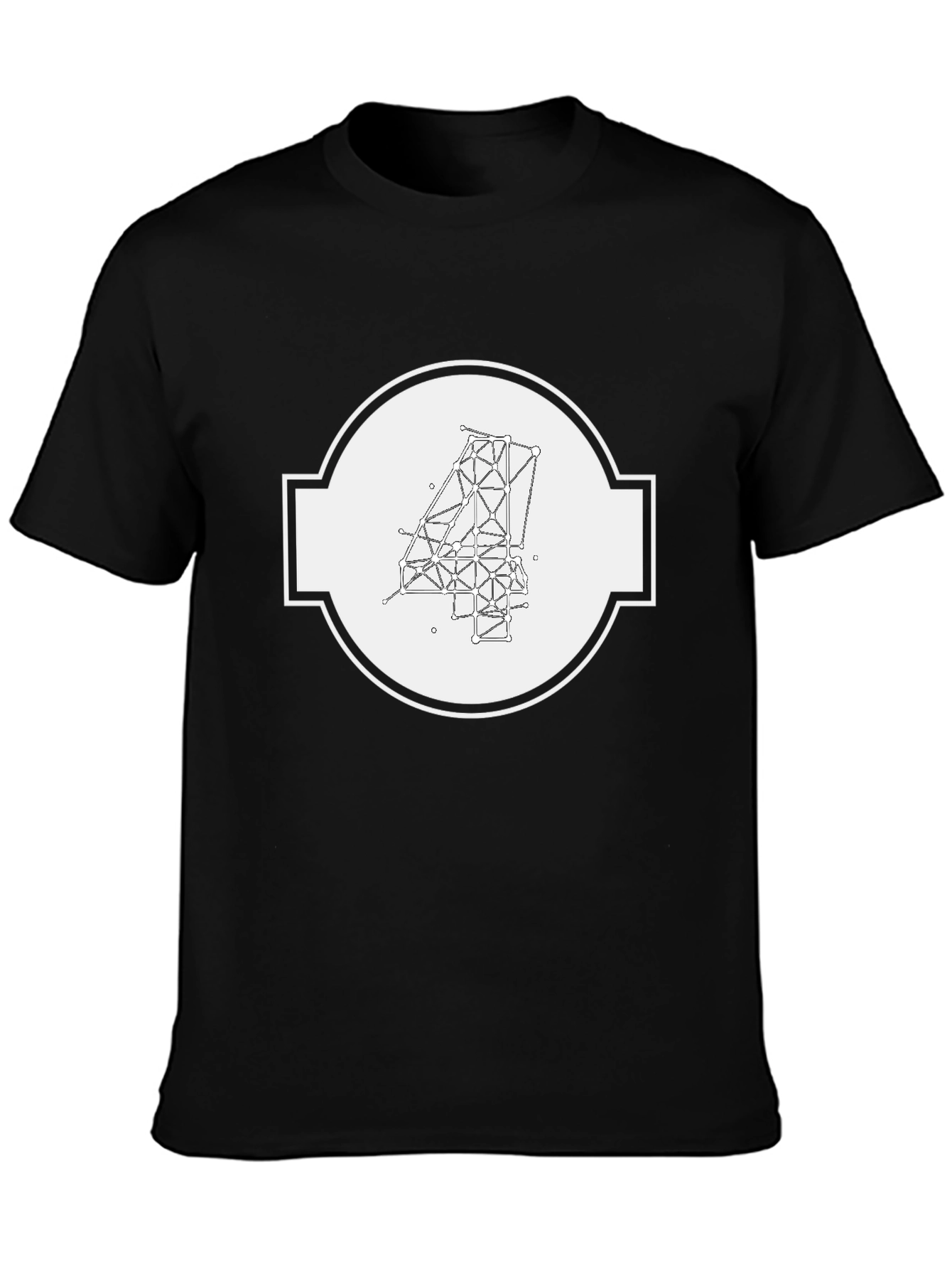 Geometric Number Four Graphic Tee - Modern Design