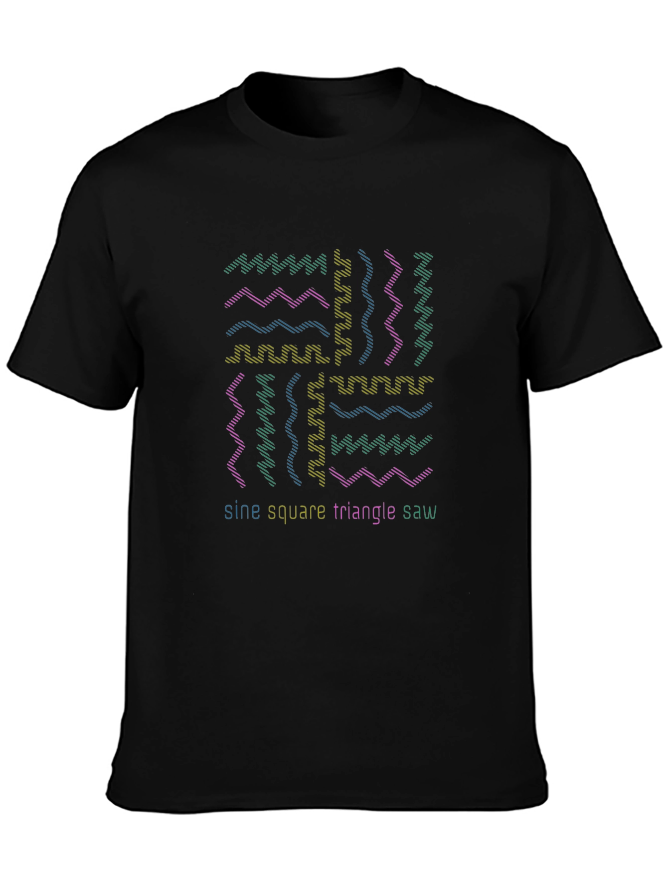 Sine Square Triangle Saw Black Graphic Tee