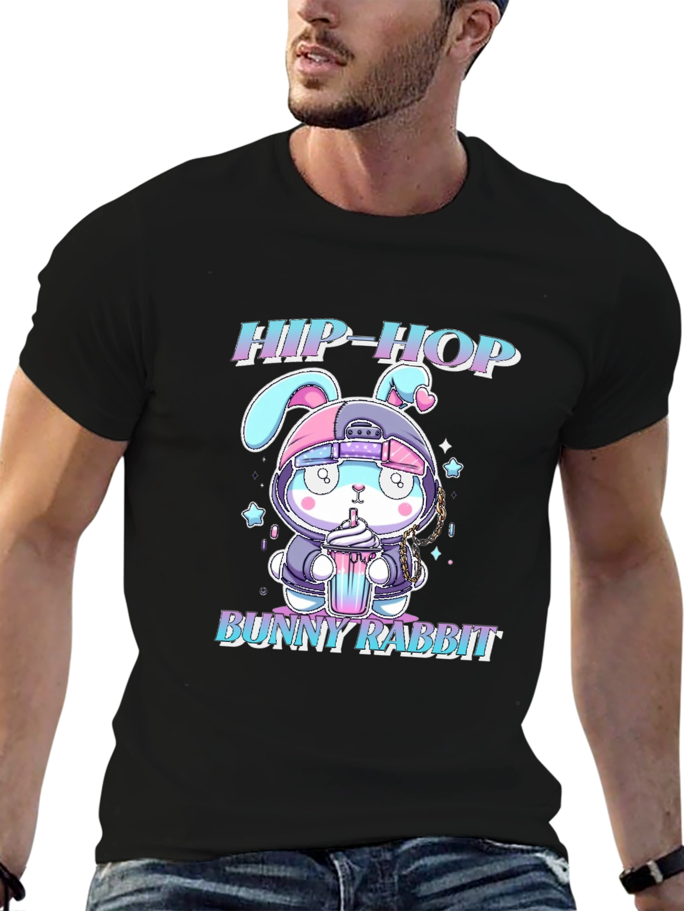 Hip-Hop Bunny Rabbit Graphic T-Shirt