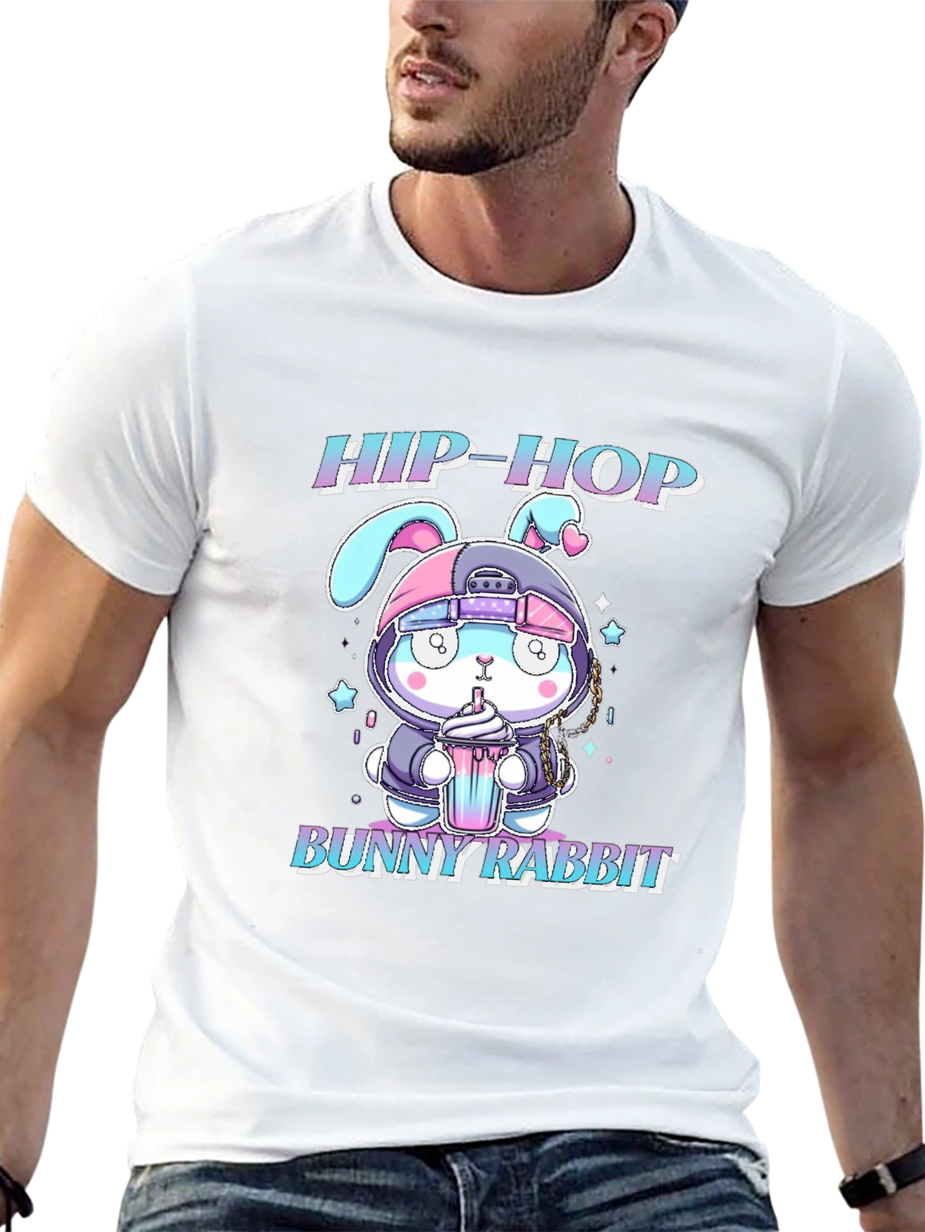 Hip-Hop Bunny Rabbit Graphic T-Shirt