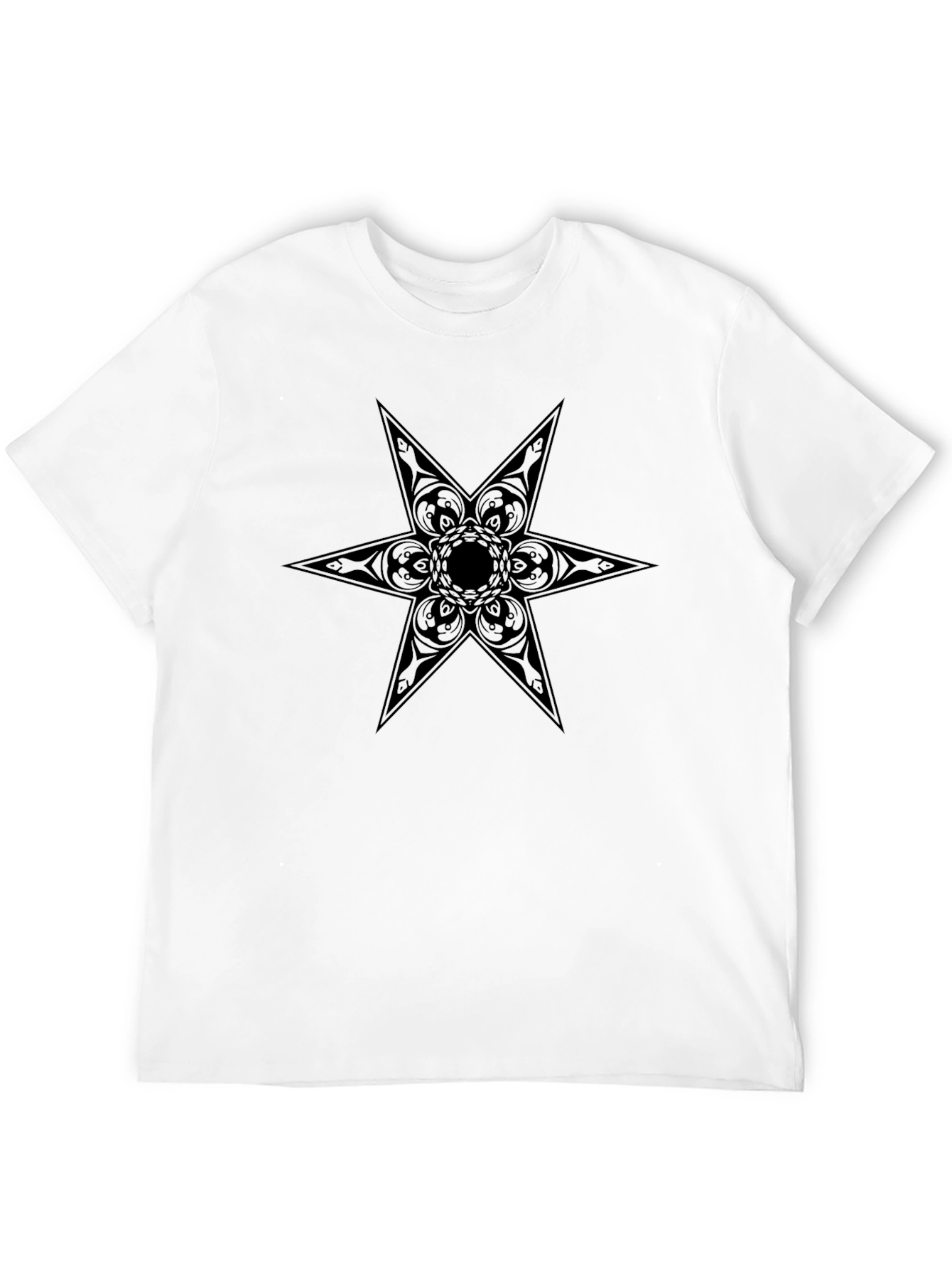 Black Graphic Tee - Ornamental Star Design