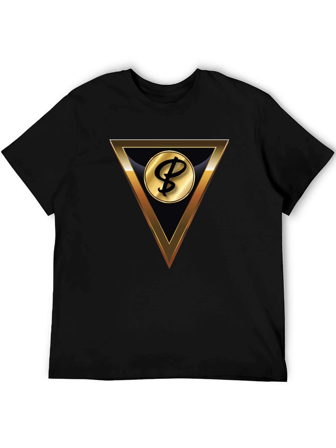 Stylish Black T-Shirt with Gold Triangle Logo