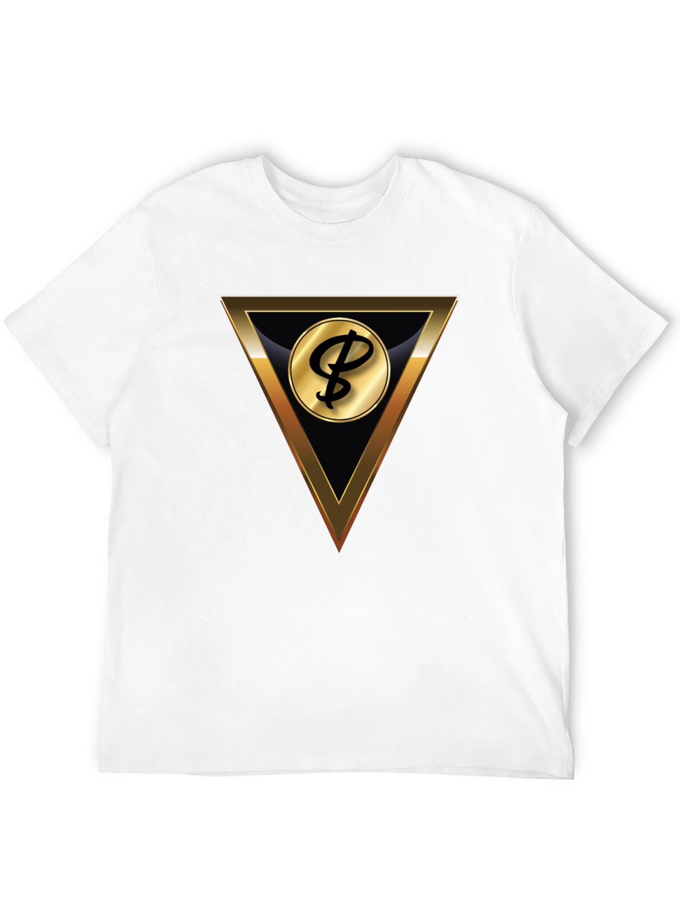 Stylish Black T-Shirt with Gold Triangle Logo