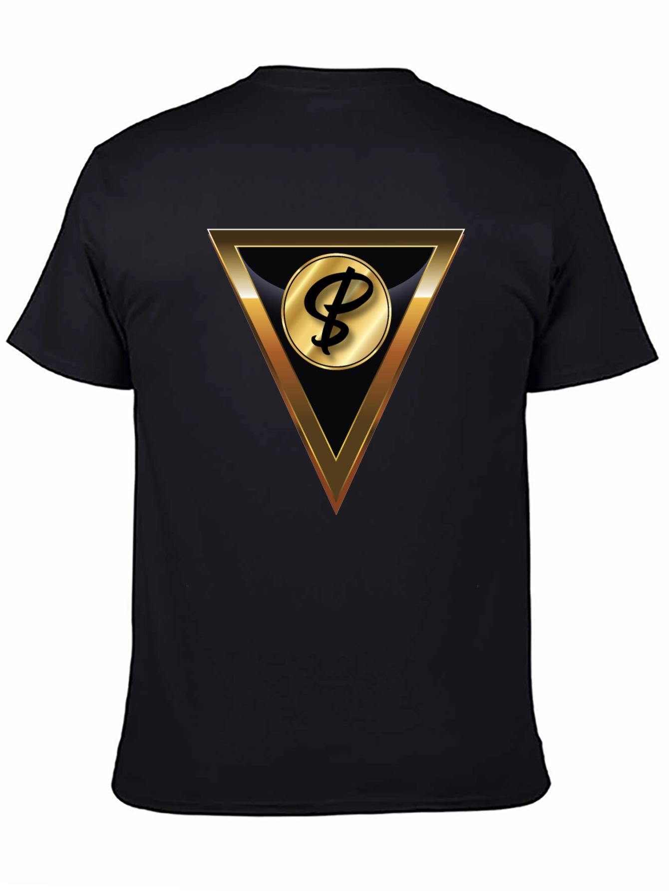 Stylish Black T-Shirt with Gold Triangle Logo