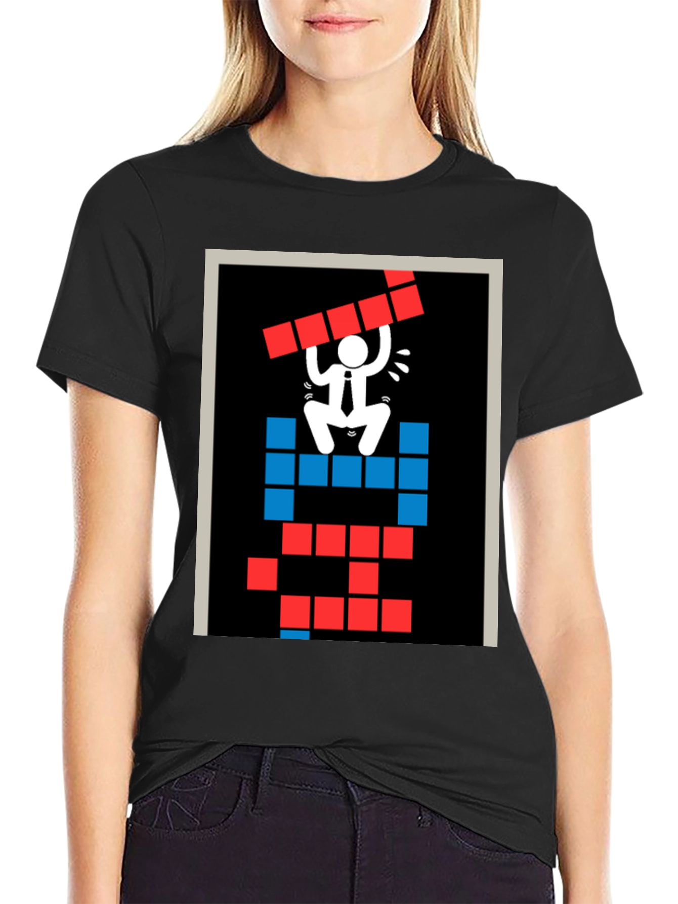 Tetris Boss T-Shirt: Pixelated Puzzle Design