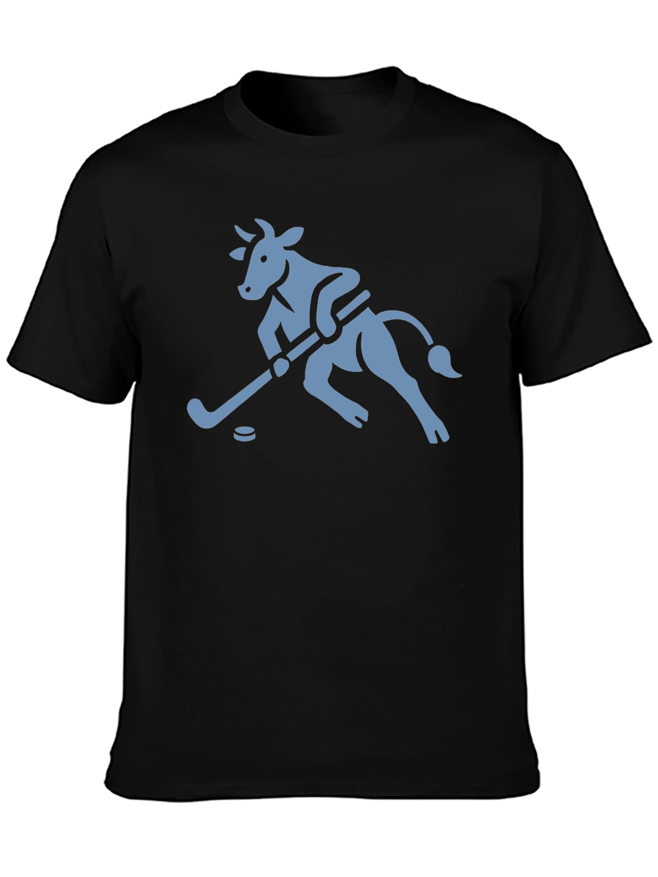 Hockey Cow Graphic Tee - Playful Cotton T-Shirt