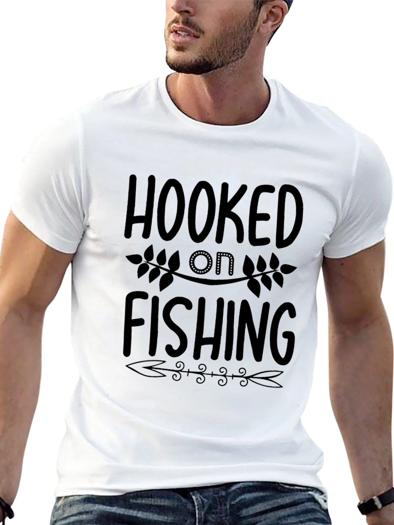 Hooked On Fishing Black Graphic Tee