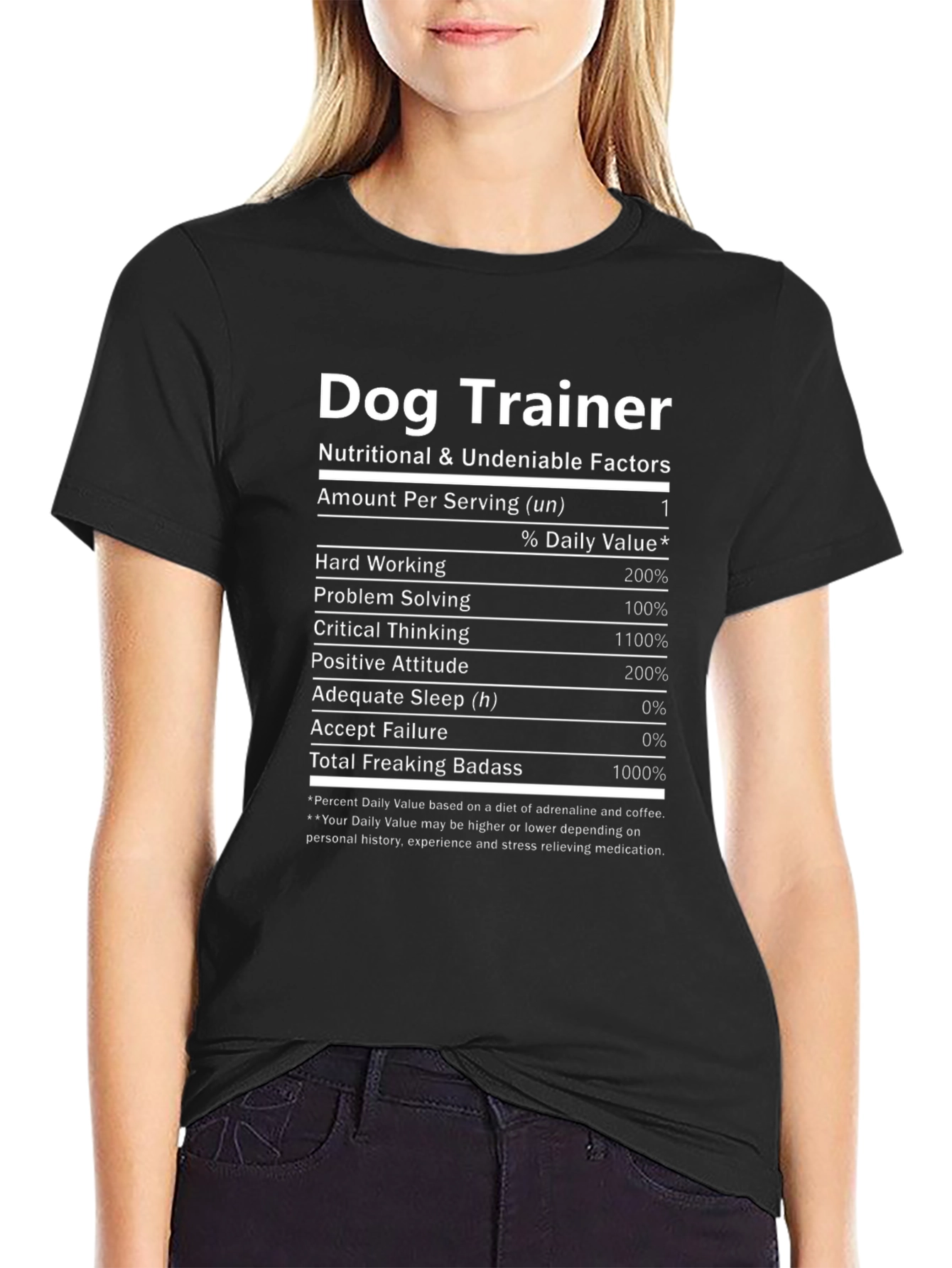 Dog Trainer Nutrition Facts T-Shirt - Funny Gift