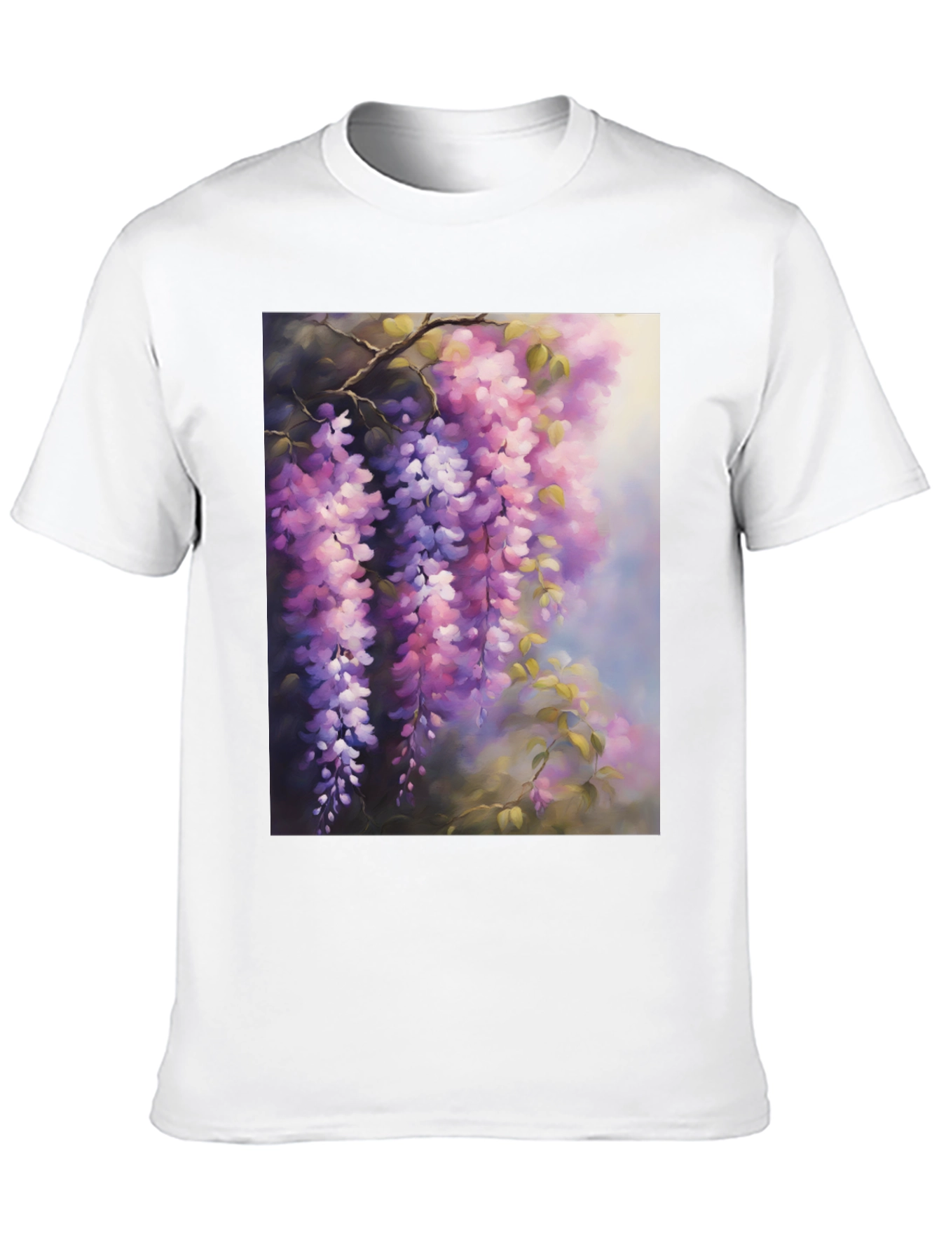 Floral Wisteria Print Black T-Shirt