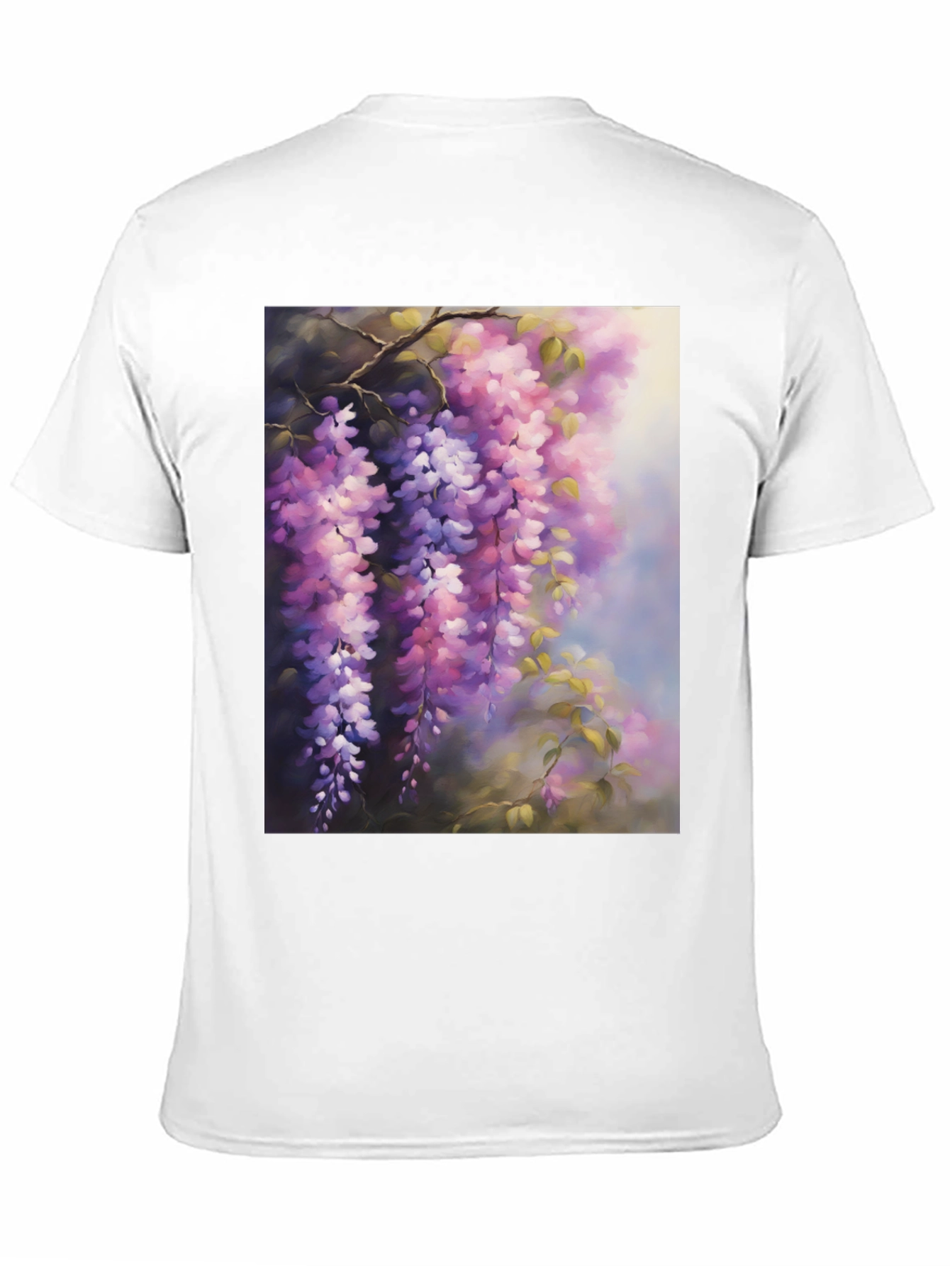 Floral Wisteria Print Black T-Shirt