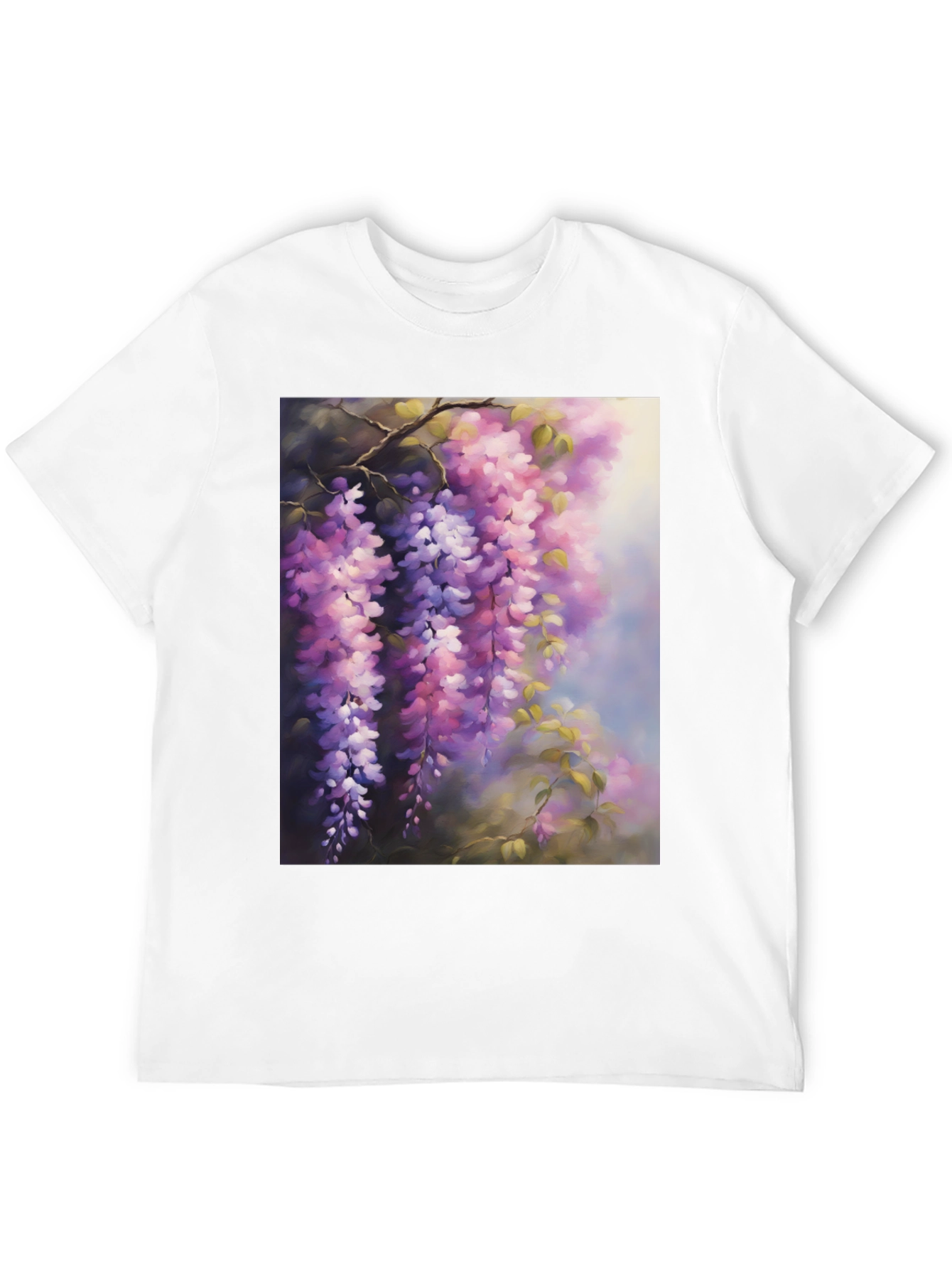 Floral Wisteria Print Black T-Shirt
