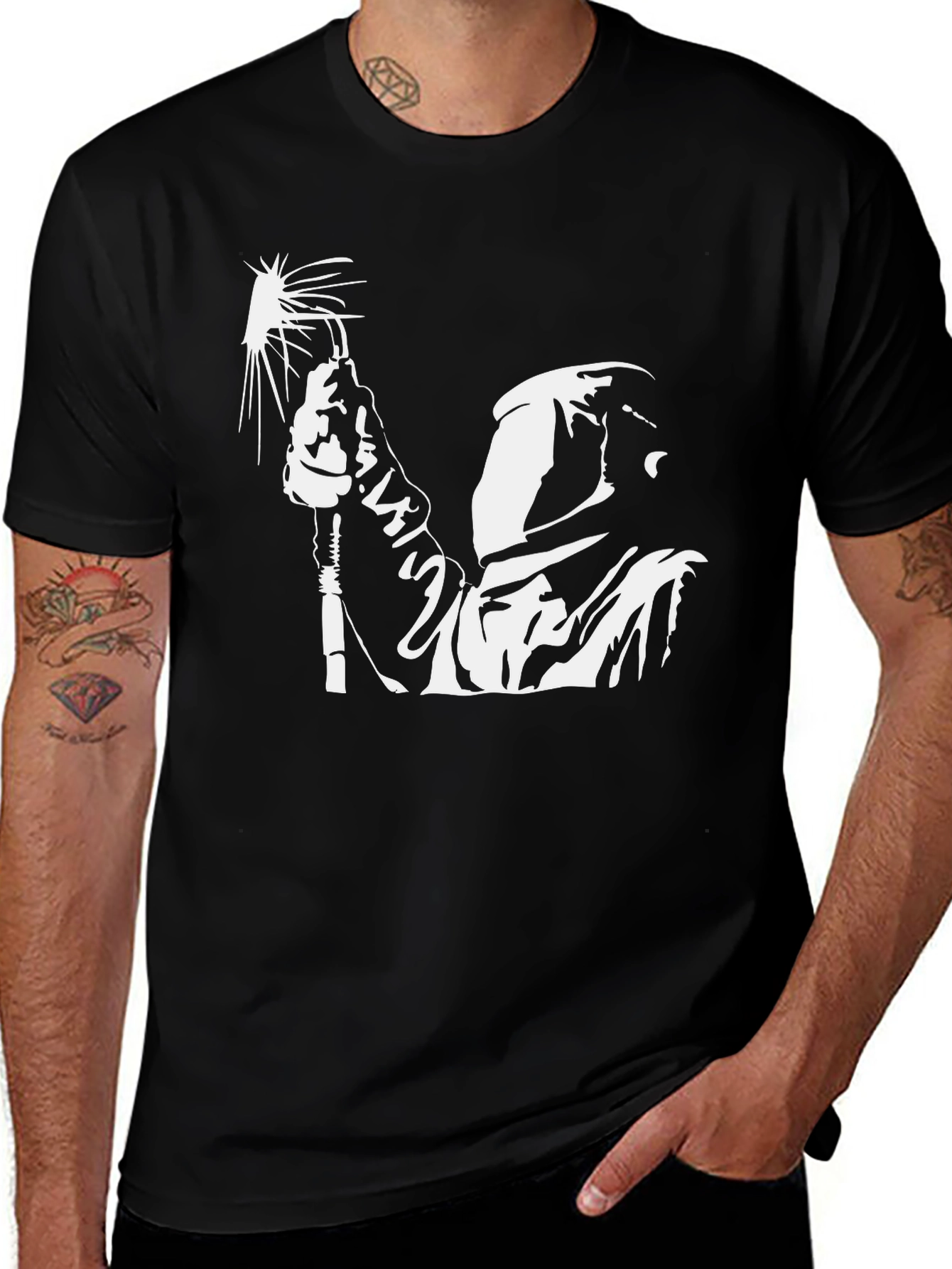 Welder Graphic Tee - Black Crew Neck T-Shirt