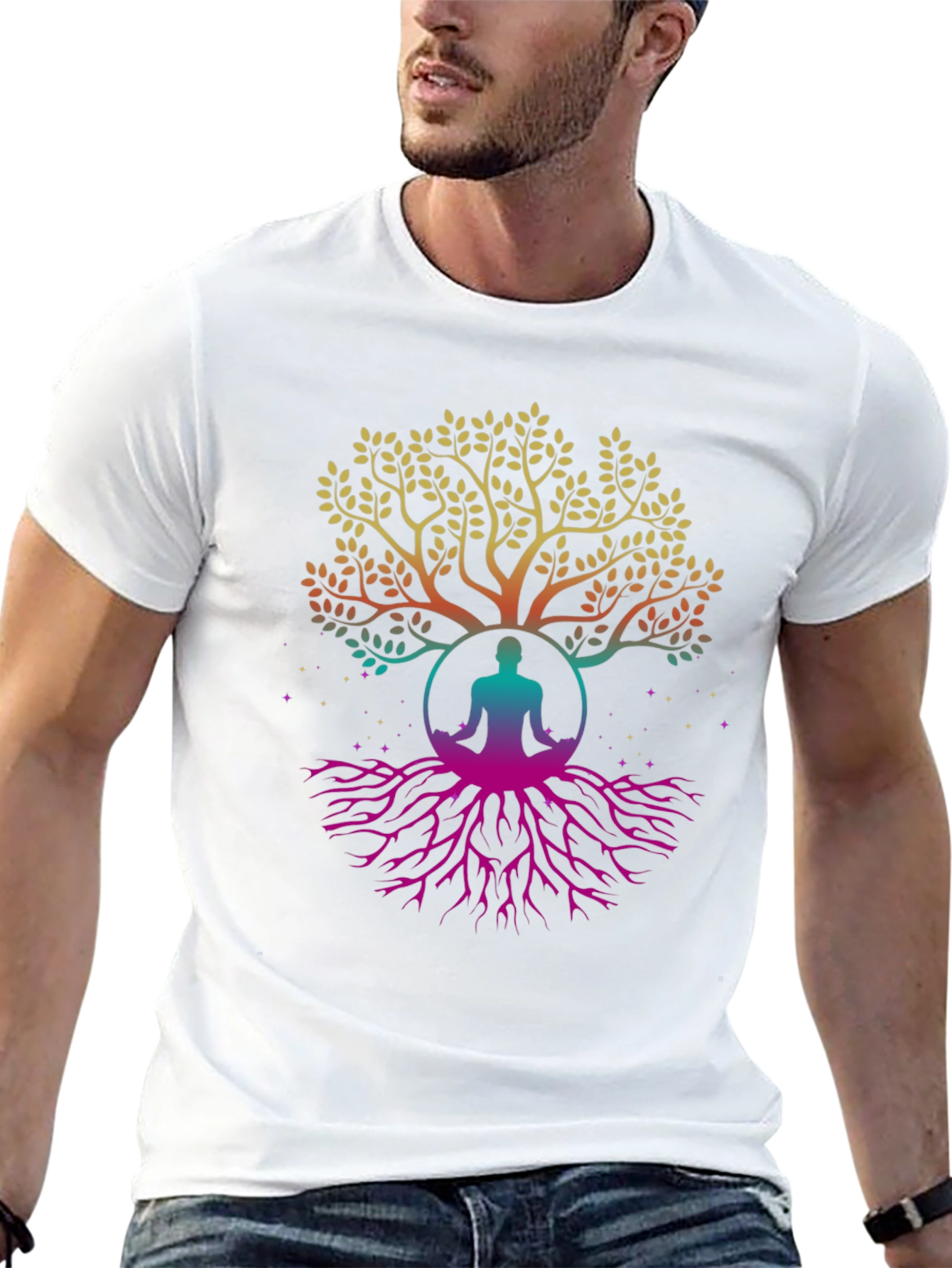 Tree of Life Yoga Meditation Black T-Shirt